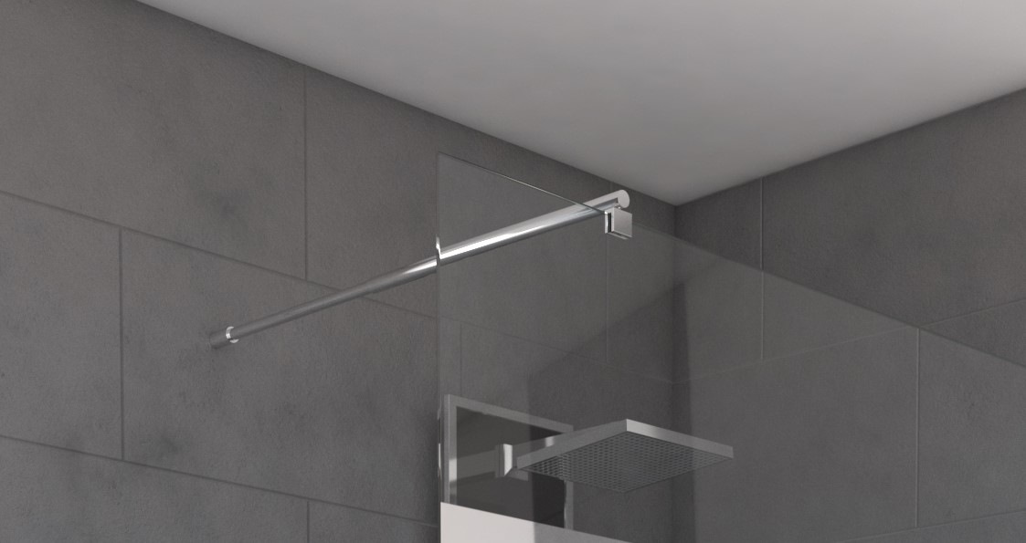 Marwell Walk-in-Dusche, mit verspiegelten Sichtschutzstreifen, verchromtes Wandprofil