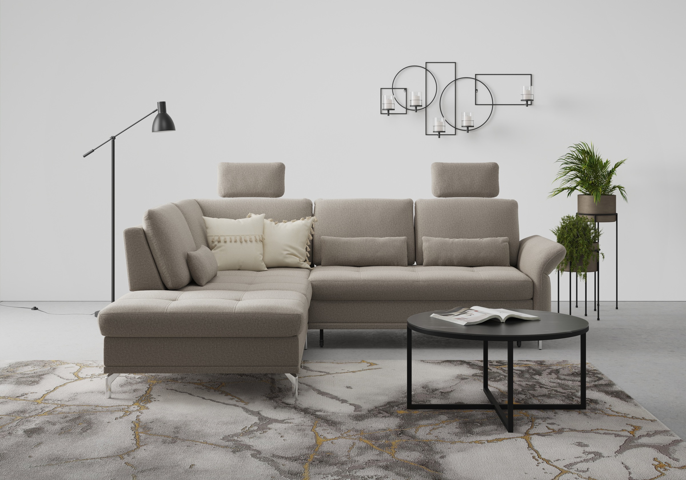 Home affaire Ecksofa "Palm Beach L-Form" Federkern, mit Sitztiefenverstellu günstig online kaufen