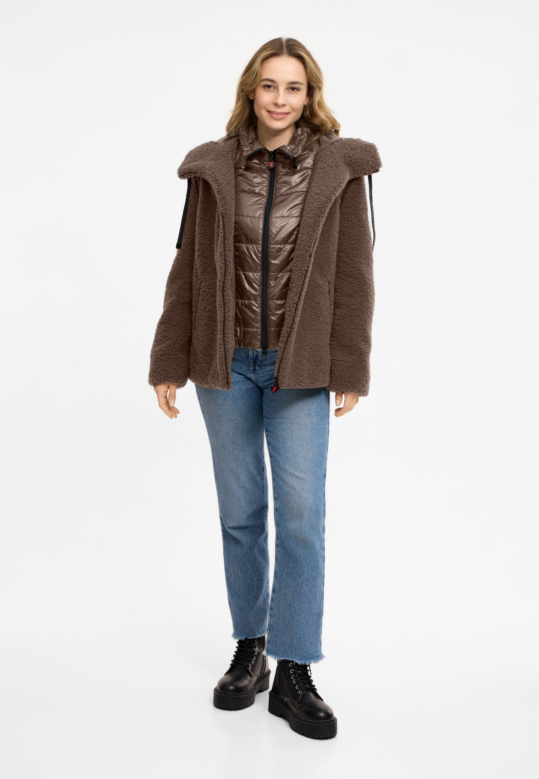 Frieda & Freddies Winterjacke "Frieda & Freddies Teddyjacke mit Double-Layer-Look"
