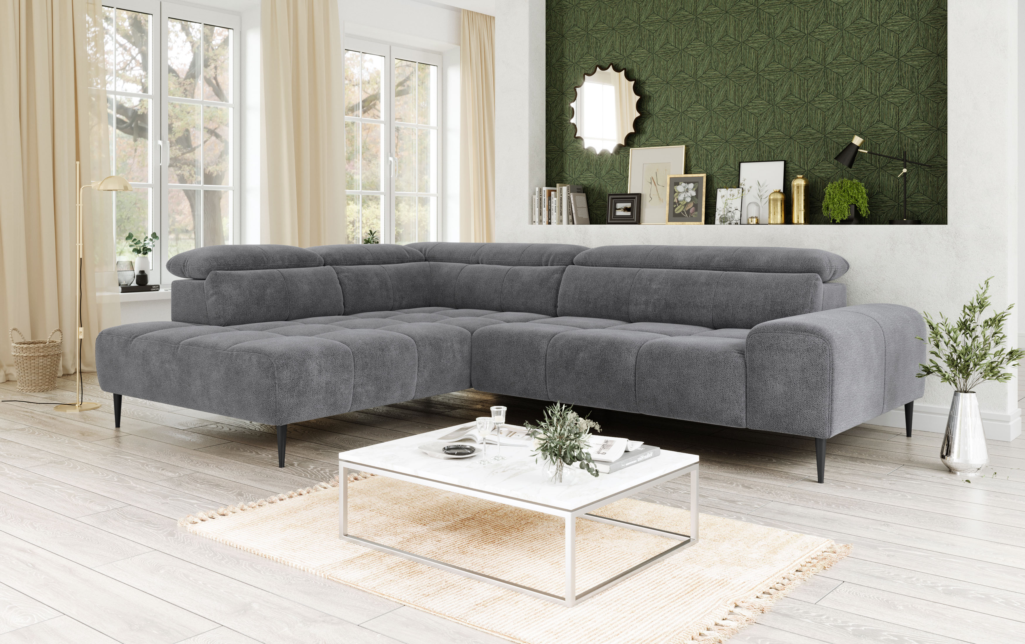 OTTO home Ecksofa "Theo L-Form, B: 298 cm" mit Kopfteilverstellung, optional Sitztiefenverstellung