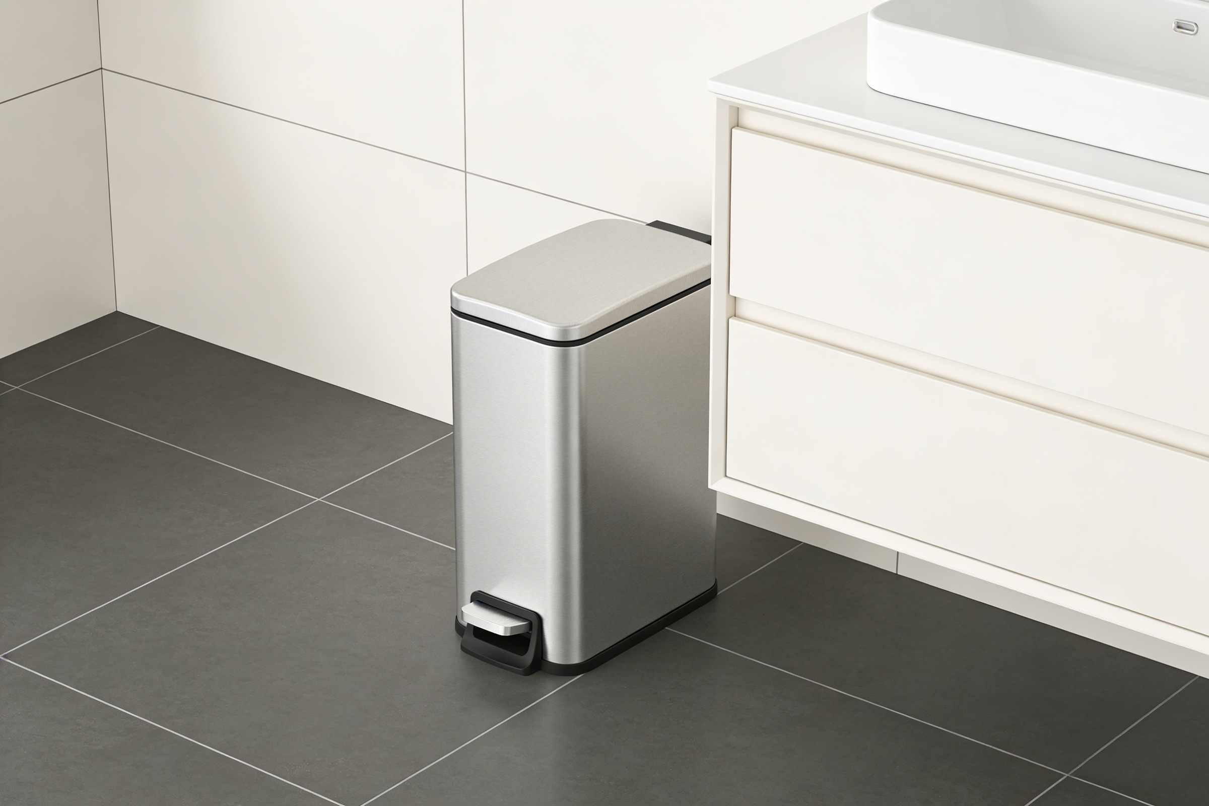OTTO home Mülleimer »Joonah, mit verzögertem Schließmechanismus, schmal und kompakt« 1 Behälter Nischen-Mülleimer, Treteimer, Kosmetikeimer mit Deckel
