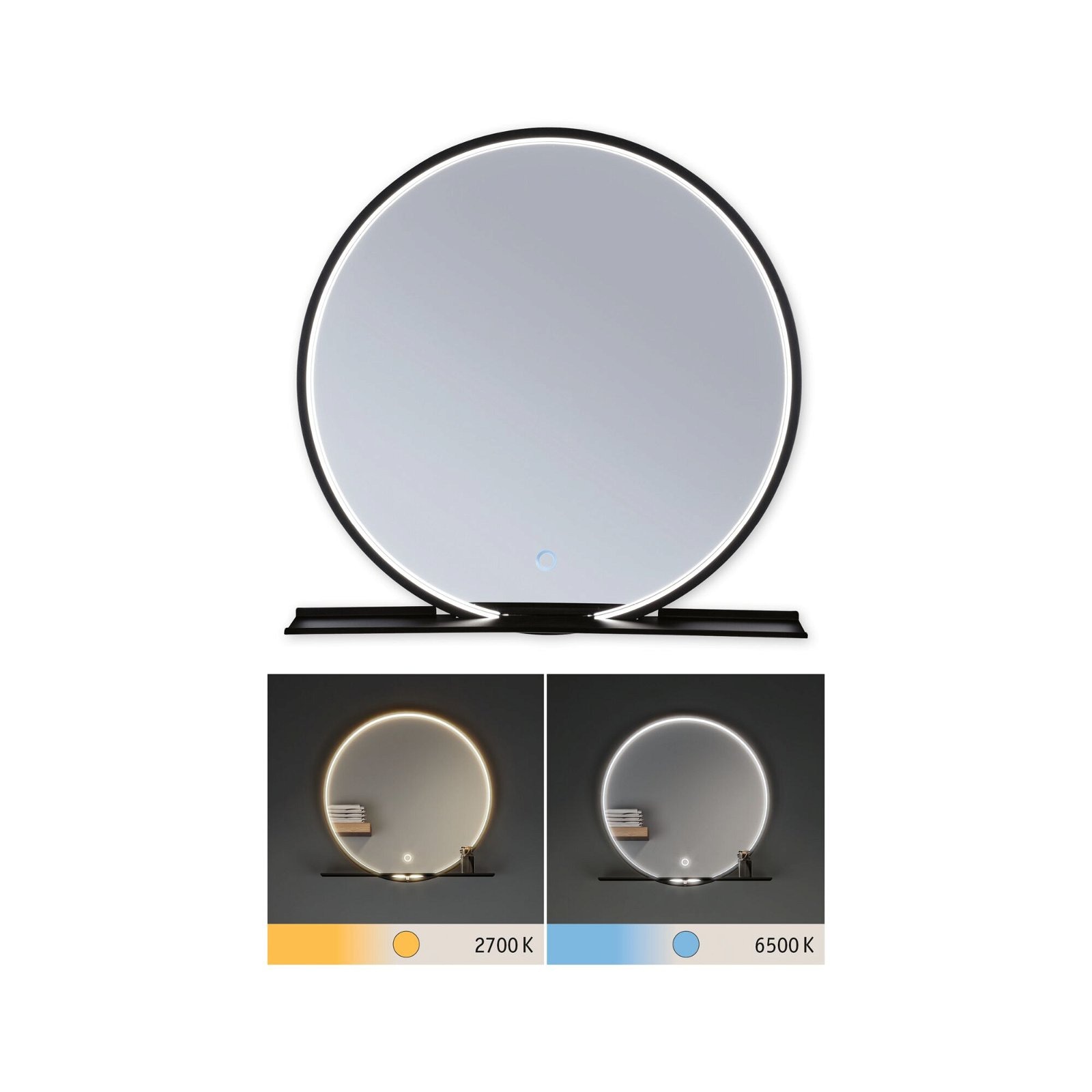 Paulmann LED Bad-Spiegelleuchte »Spiegel Miro«, Schutzart IP44, mit LED-Leuchtmodul, Touch-Funktion, Ø 50,0 cm