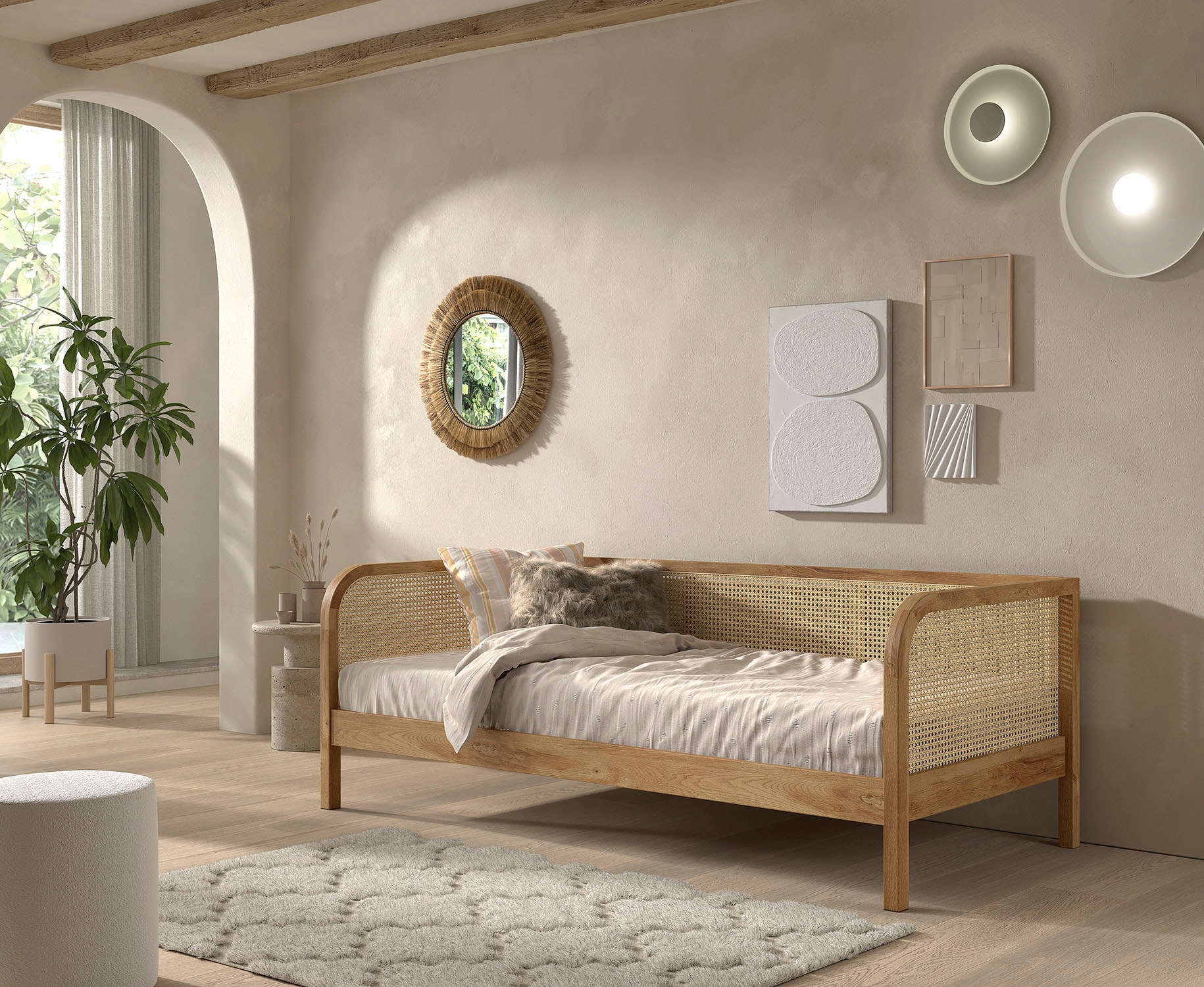 Home affaire Bett "Olive, mit massiven Bettpfosten, stabilem Lattenrost", ( günstig online kaufen