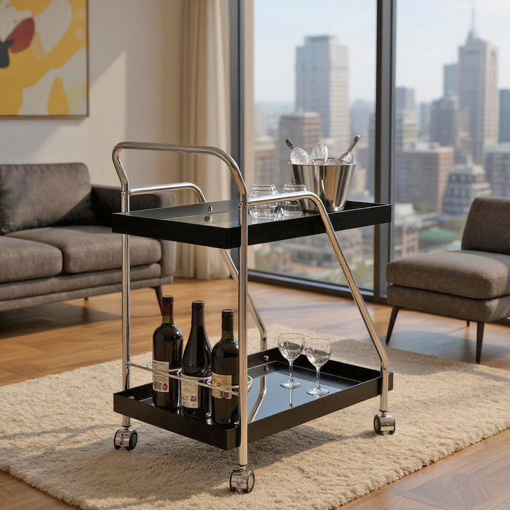 HAKU Servierwagen »Dinett, Kaffeetisch, Küchenwagen, Serviertisch, Teewagen, Trolley« 1 Stk. tlg. rechteckig - aus Metall Silber B/T/H 62/46/84 cm