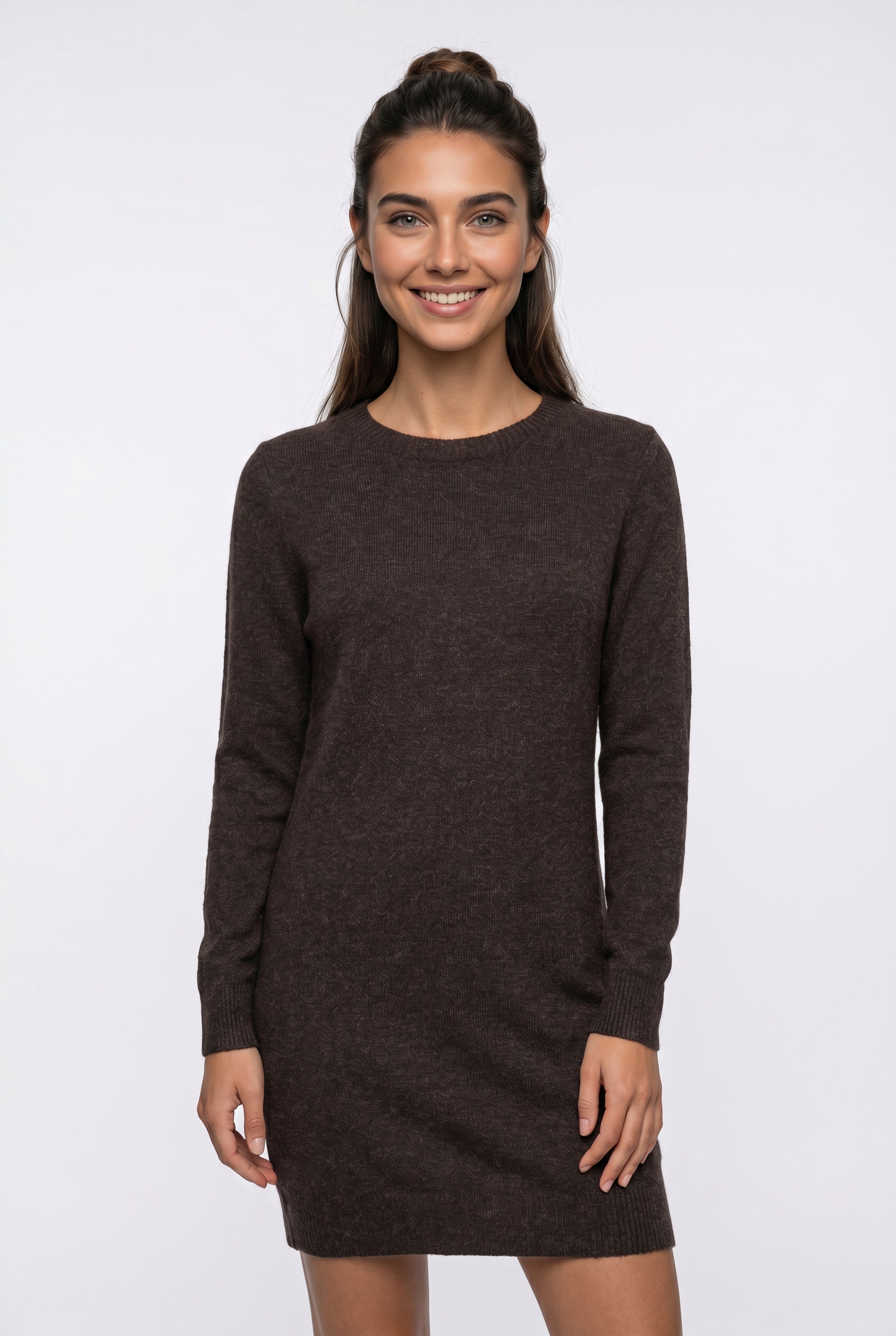 Vero Moda Strickkleid "VMDOFFY LS O-NECK DRESS GA NOOS" Materialmix mit Stretch, locker geschnitten
