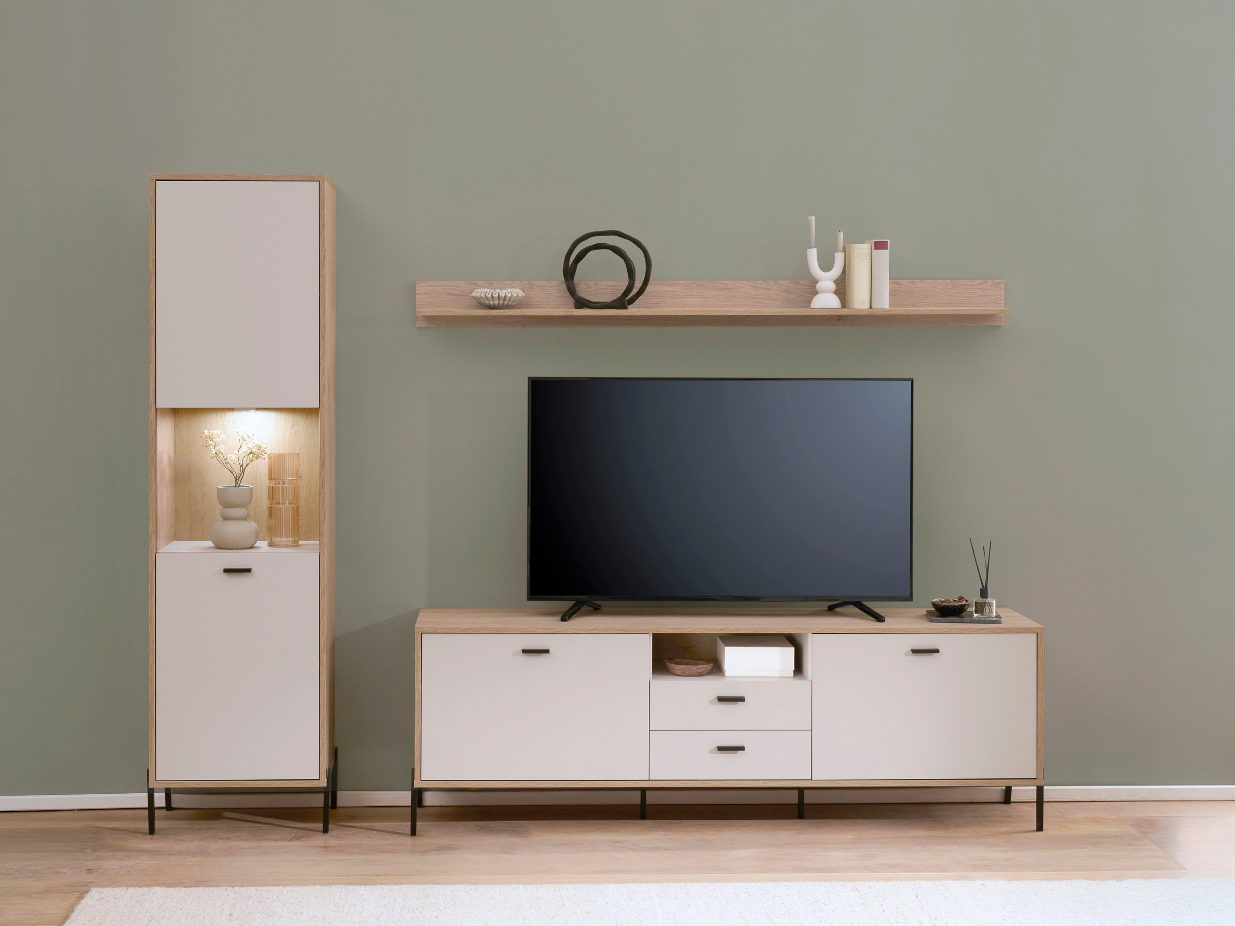 Home affaire Wohnwand »Fredericia, moderne Anbauwand, Komplettset in Kaschmir« Set, 3 Stk. tlg.