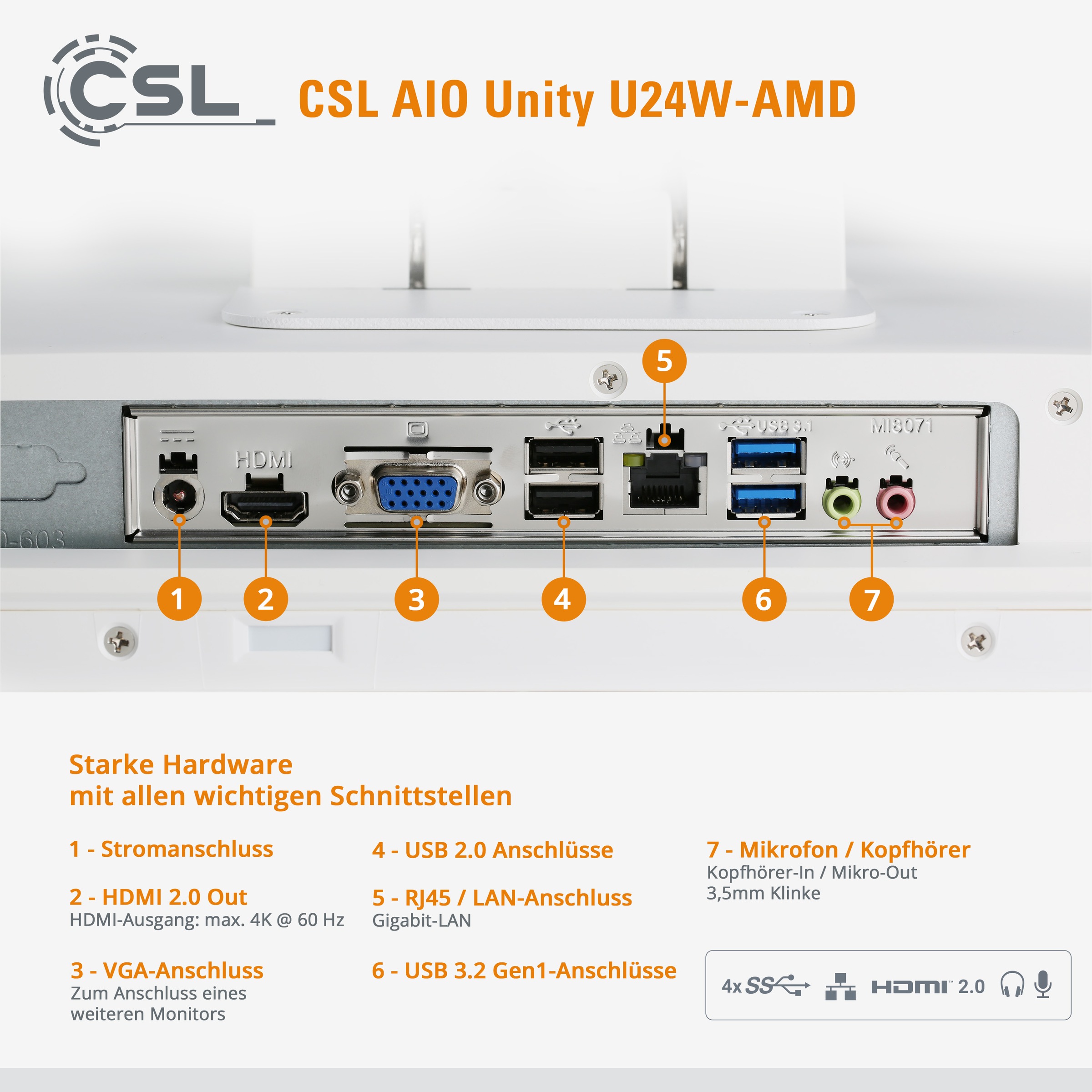 CSL All-in-One PC »Unity U24B-AMD / 5650GE / 1000 GB / 16 GB RAM / Win 11«