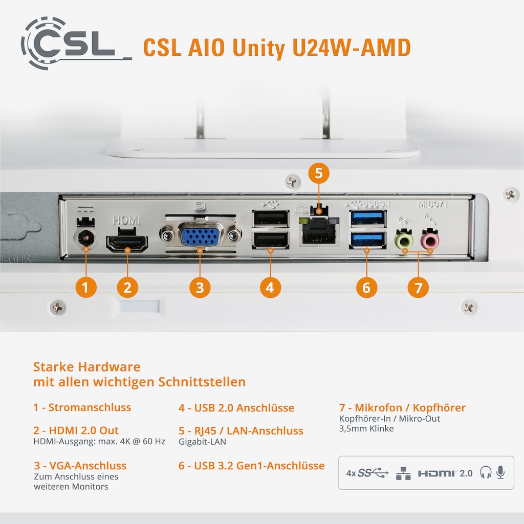 CSL All-in-One PC »Unity U24W-AMD / 4650G / 1000 GB / 16 GB RAM / Win 11«