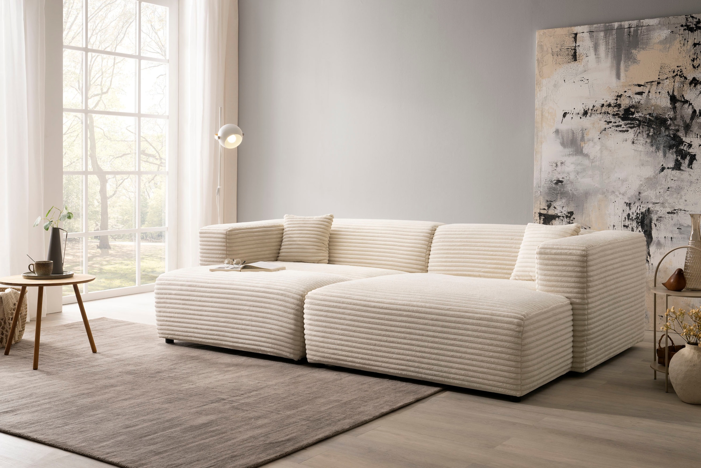 andas Polsterecke "BAKELS", Ecksofa-Set (incl. Hocker) im trendigen Megacord