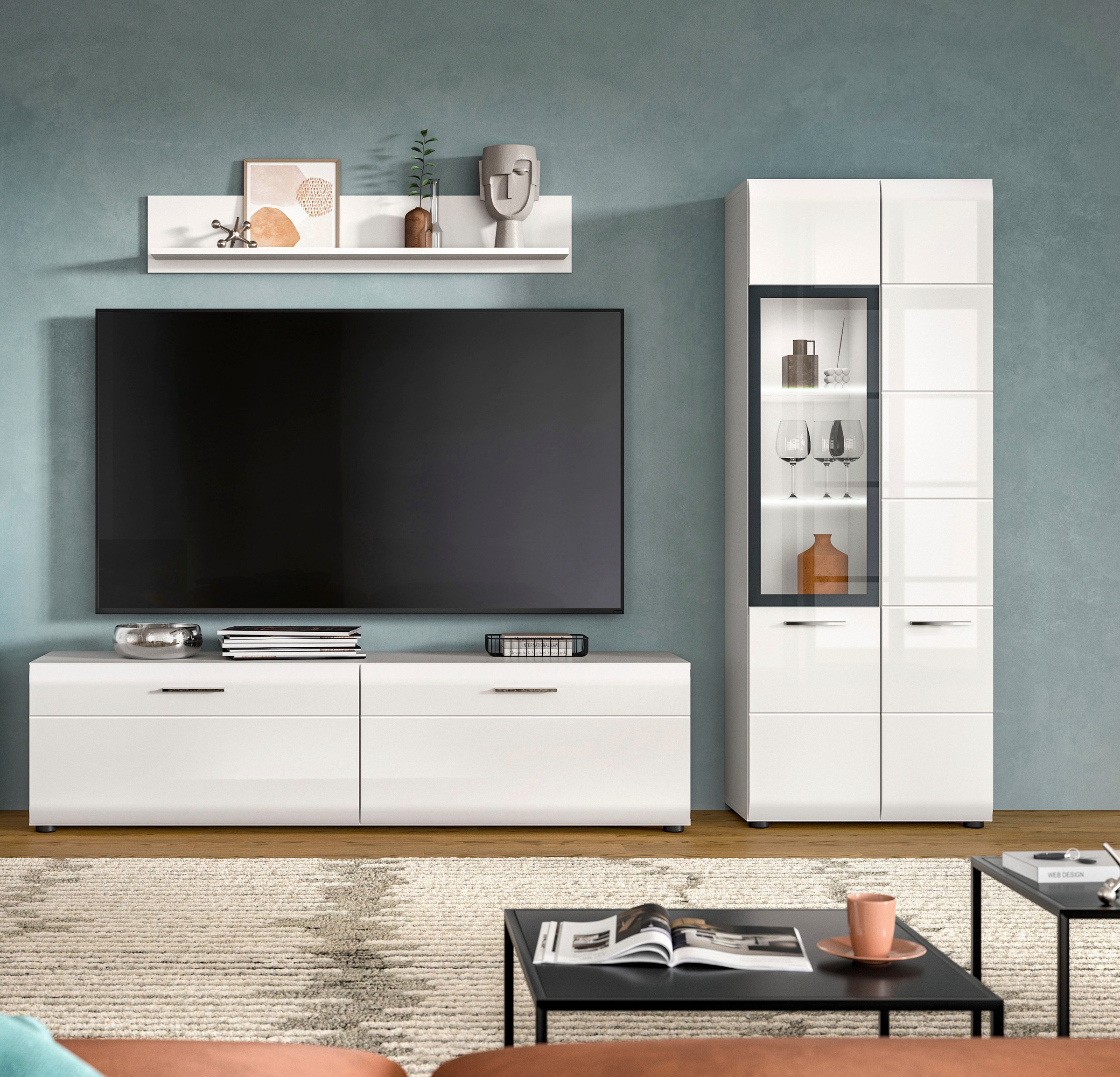 Home affaire Wohnwand "FLORENZ, 3-teilige Wohn-Kombination, hochwertige MDF günstig online kaufen