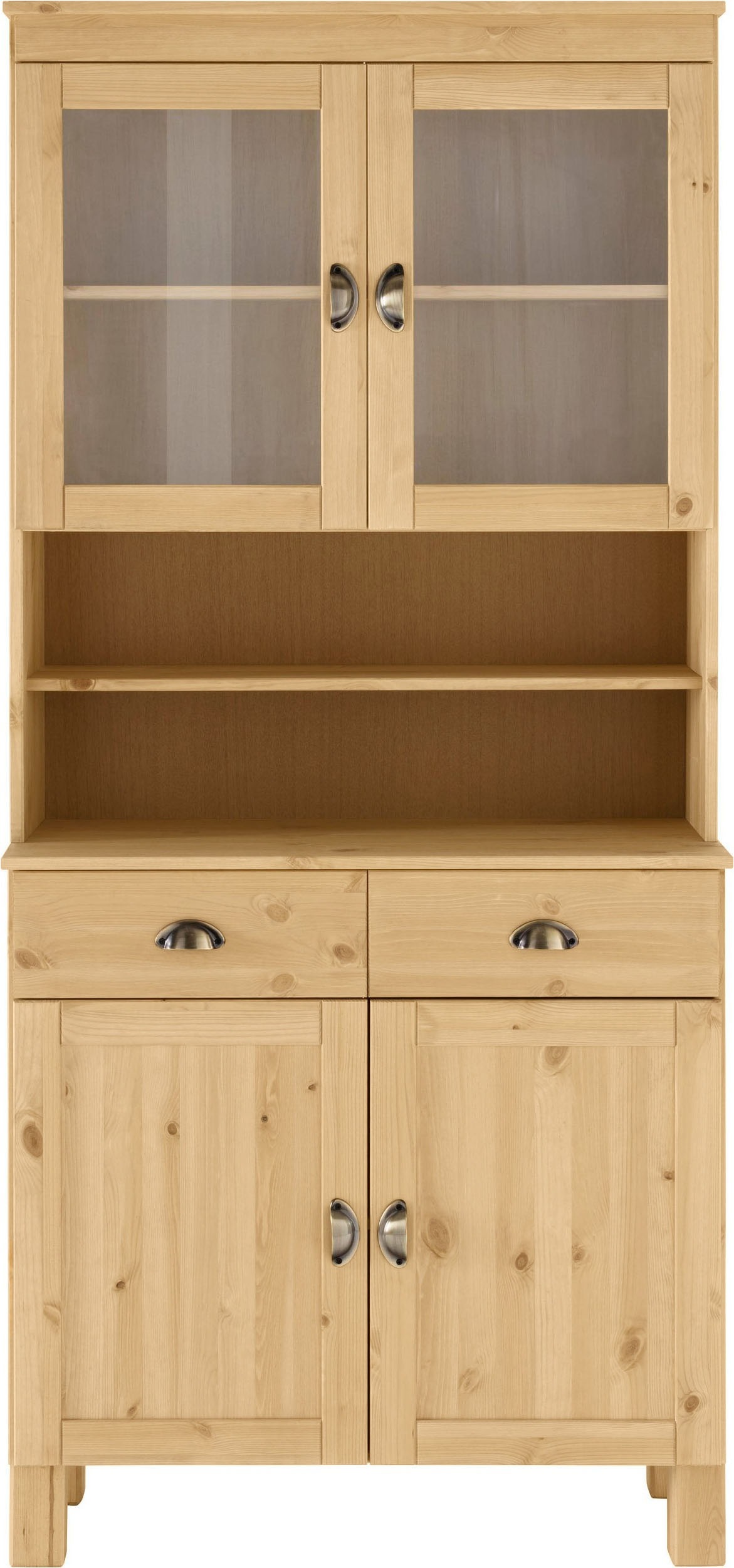 Home affaire Küchenbuffet »Oslo« 85 cm breit, aus massiver Kiefer, mit 2 Glastüren, Metallgriffe