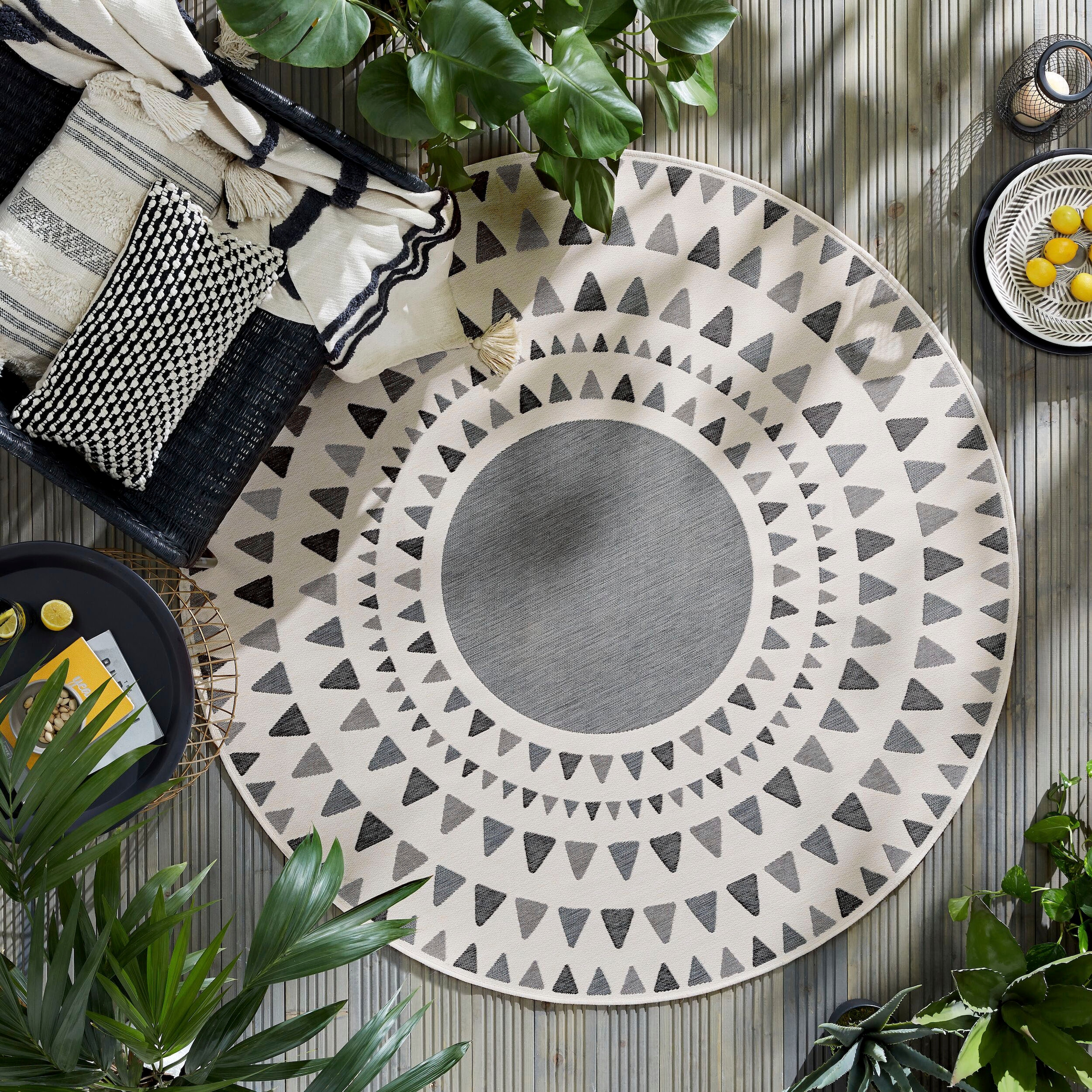 FLAIR RUGS Teppich »Shadow Ray«, rund, 2 mm Höhe, Outdoor geeignet
