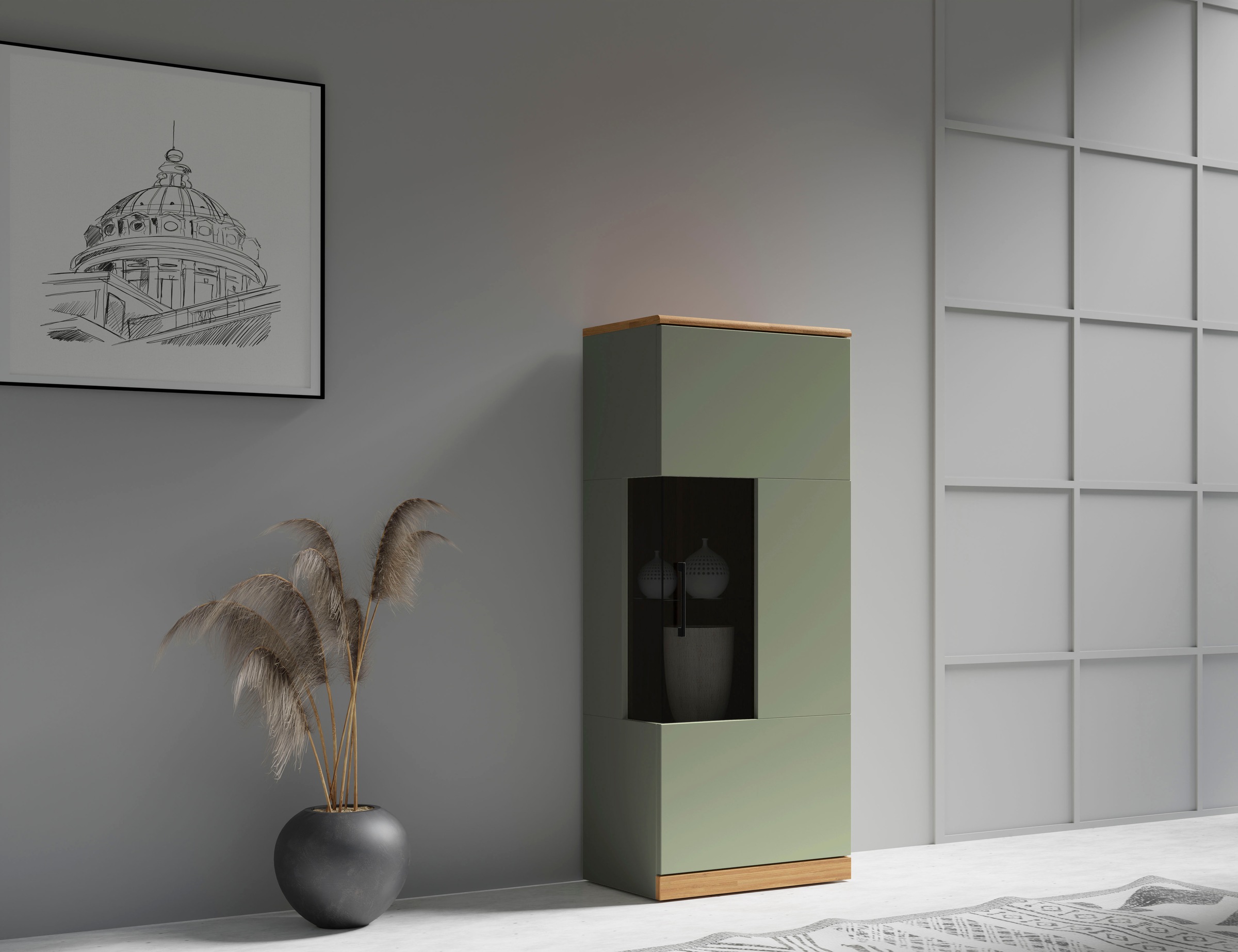 OTTO home Vitrine "Ribe,125cm hoch,4 Fächer,1Glasboden variabel einsetzbar" günstig online kaufen