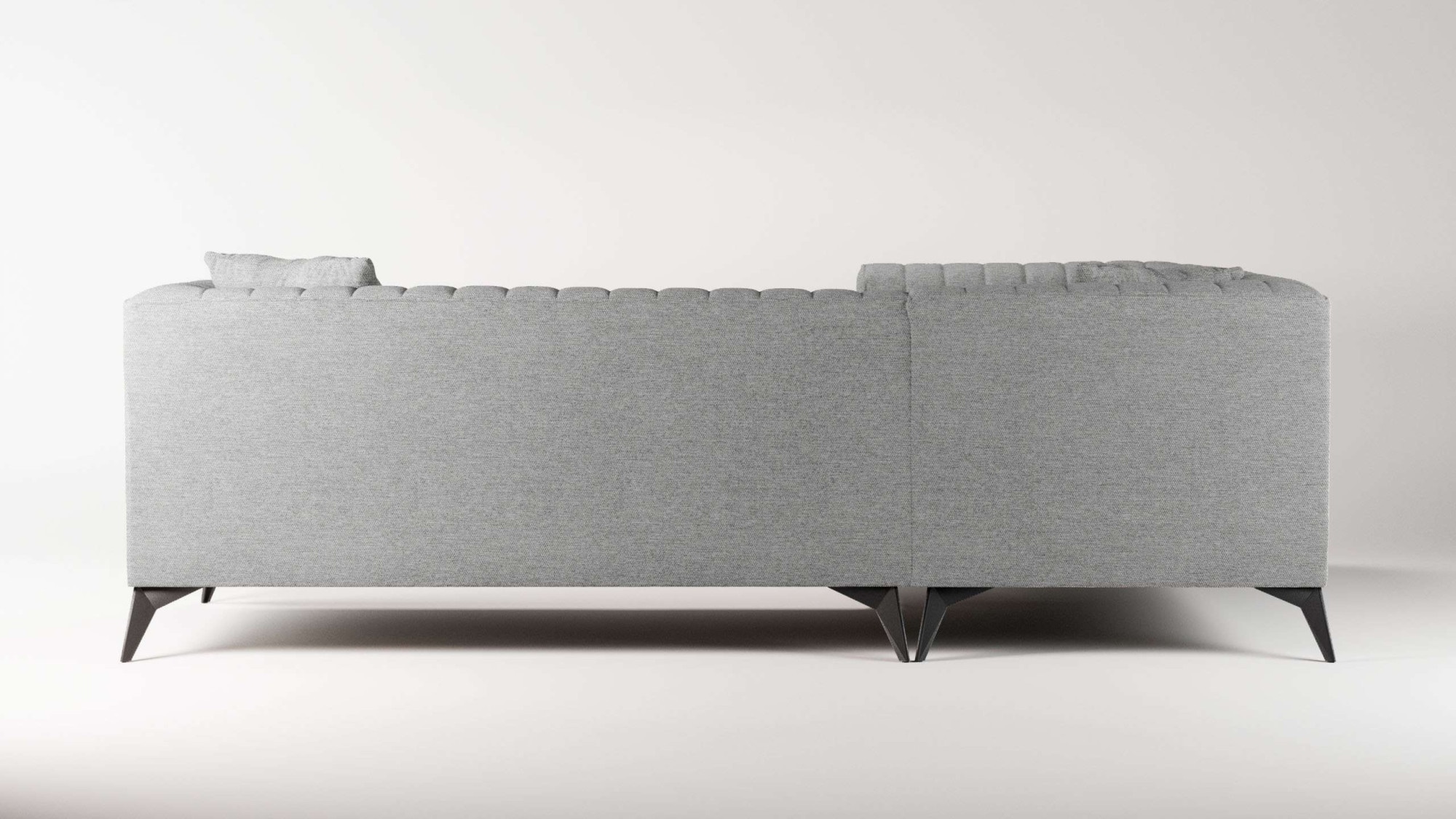 Places of Style Ecksofa »MATTHEW L-Form ideal für kleine Räume, Maße B/T/H: 240/167/74 cm«, elegantes Designsofa, Steppung im Rücken, incl. Zierkissen