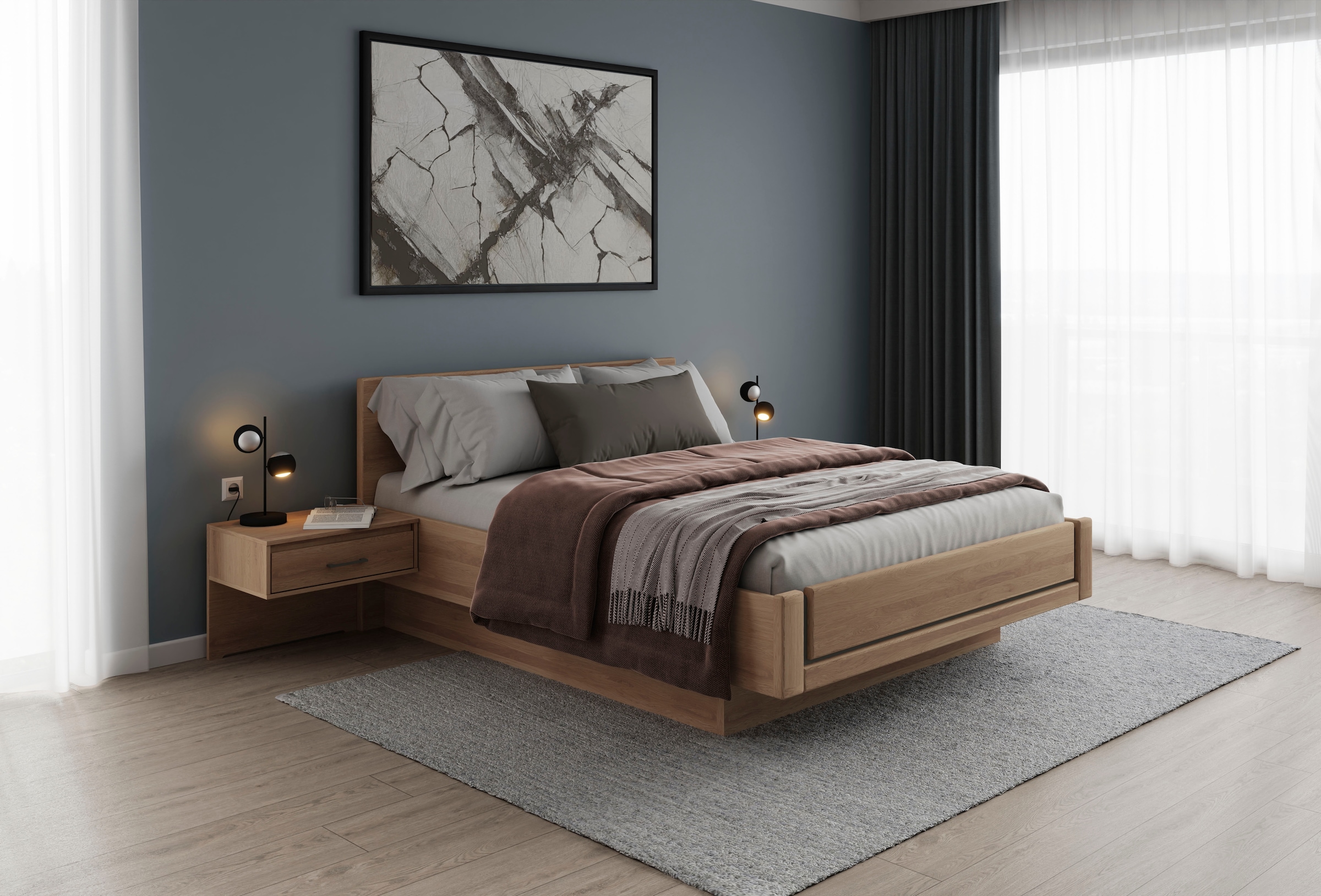 Musterring Holzbett "Sorrent, Bettgestell, Bettrahmen, teilmassiv Eiche", ( günstig online kaufen