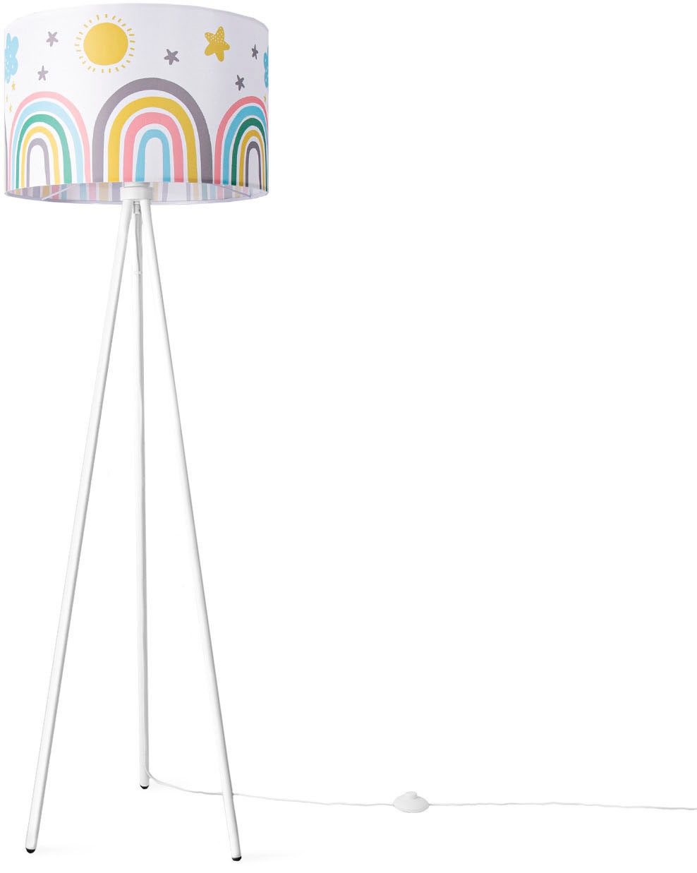 Paco Home Stehlampe »TRINA TWEET 462 RAIN«, Lampe Kinderzimmer Kinderlampe  Babyzimmer E27 Regenbogen Sonne Wolken | BAUR