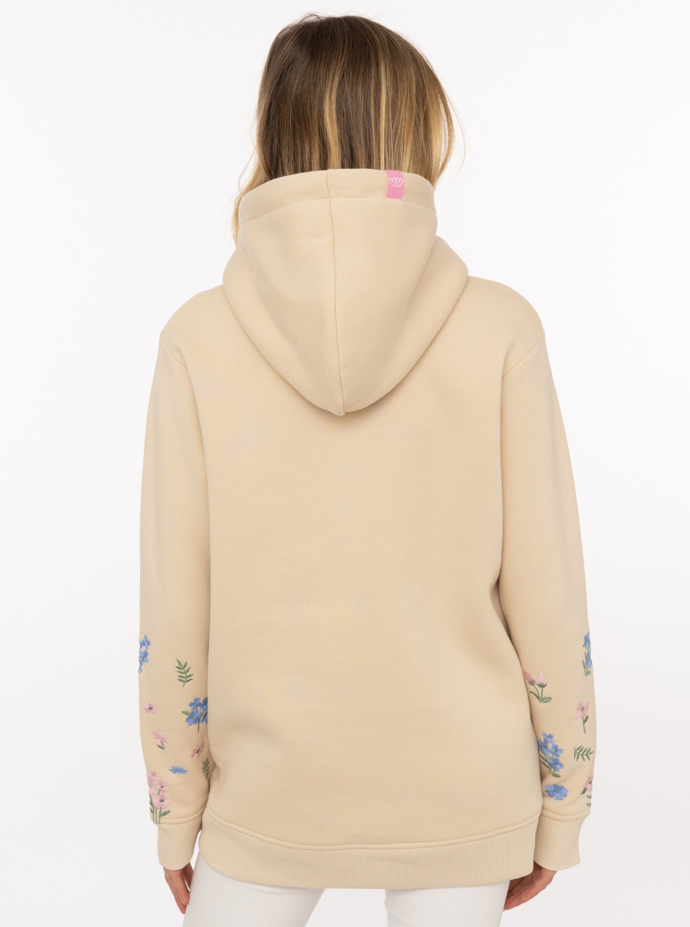 Zwillingsherz Hoodie »"Blumenranken"«, mit gestickten Blumen am Arm, Kapuze, Fronttasche
