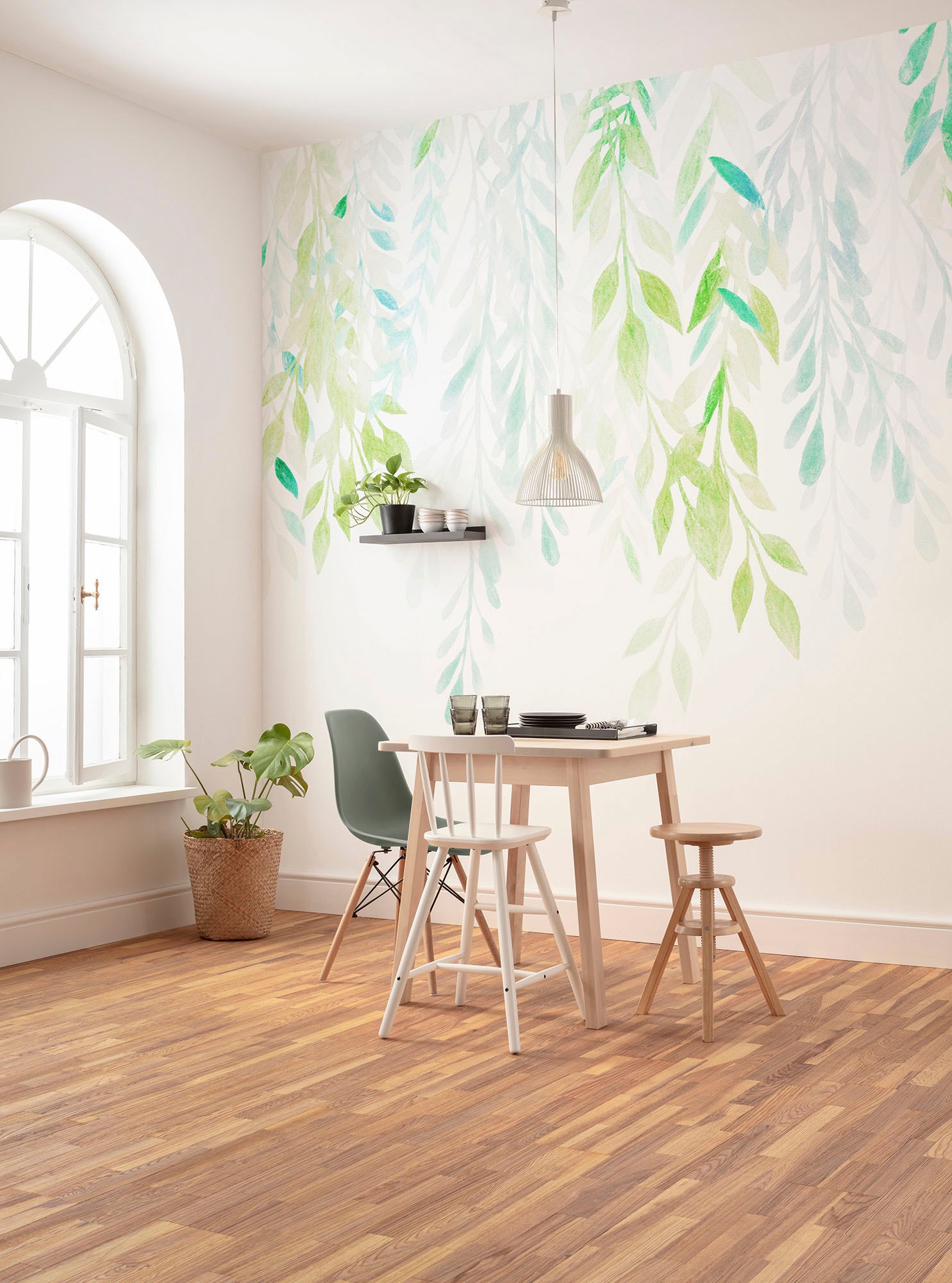 Komar Vliestapete »Digitaldruck Vlies - Summer Leaves - Größe 350 x 250 cm«, bedruckt, Wohnzimmer, Schlafzimmer