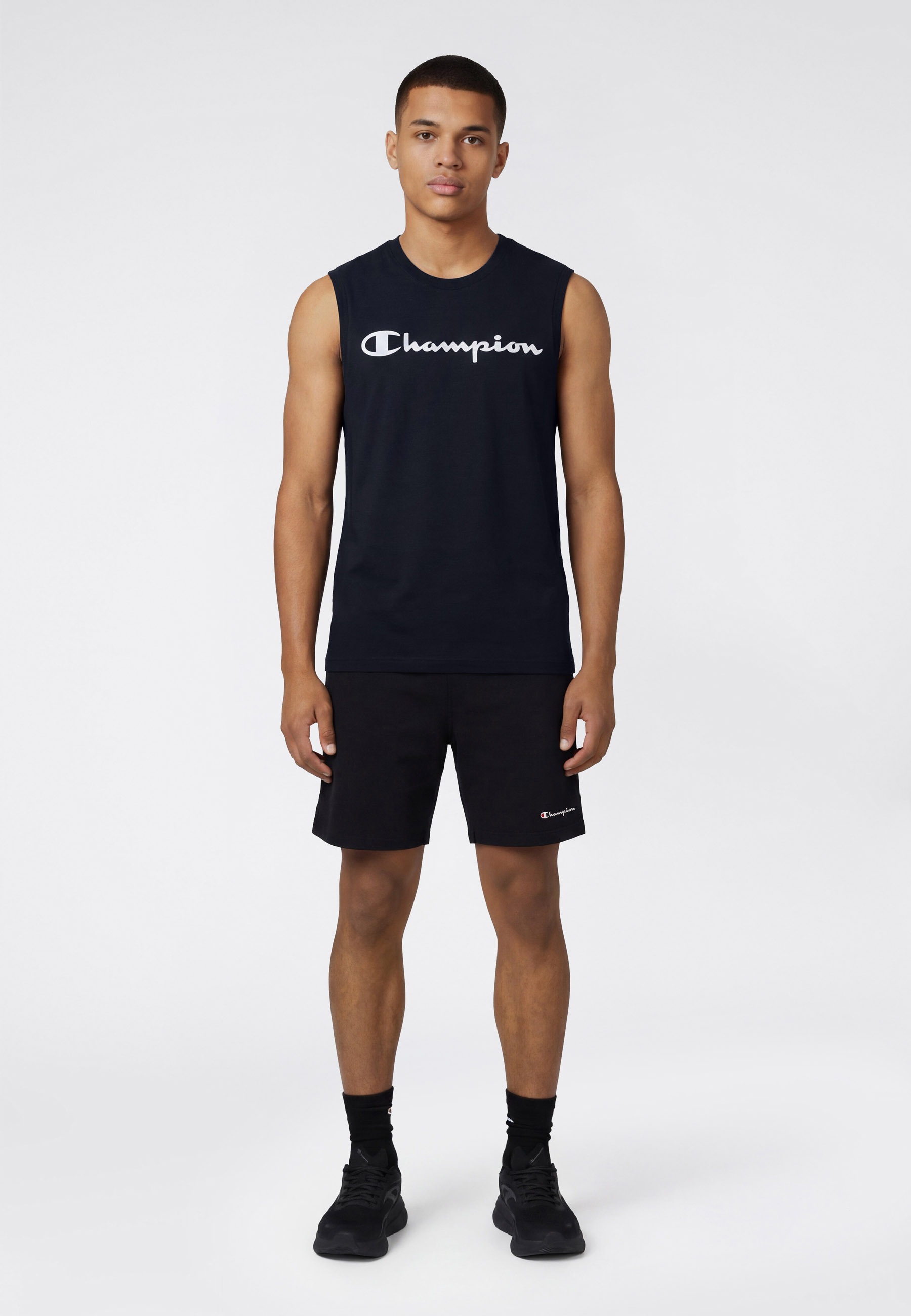 Tanktop CHAMPION "BASICS Sleeveless T-Shirt Large Logo", Herren, Gr. M, nny, Obermaterial: 100% Baumwolle, normal, Rundhals, Tops Tanktop, sportliche Schnittform, sportlicher Stil, mit Rundhalsausschnitt 3
