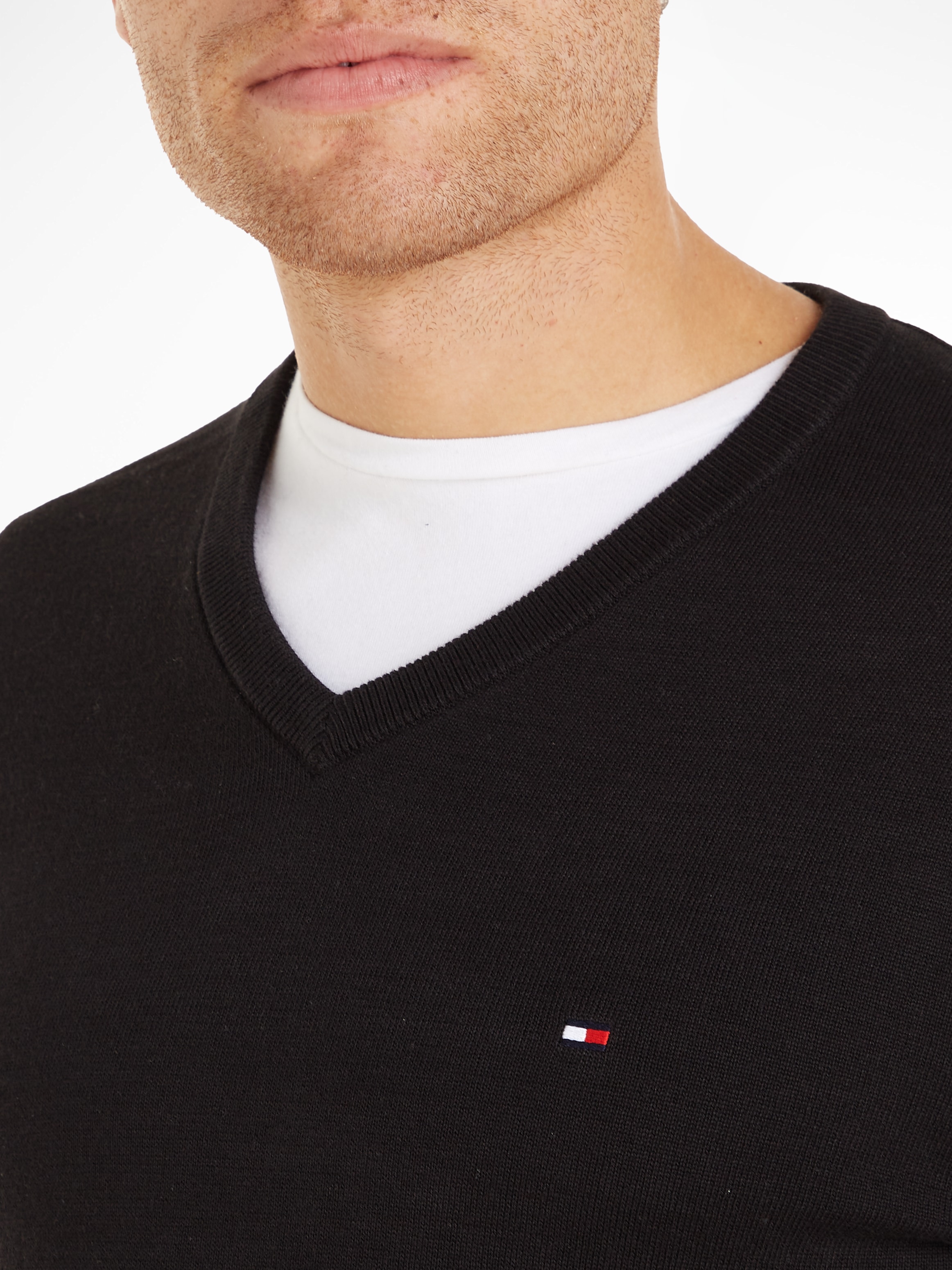 Tommy Hilfiger Strickpullover »ESSENTIAL COTTON V NECK«