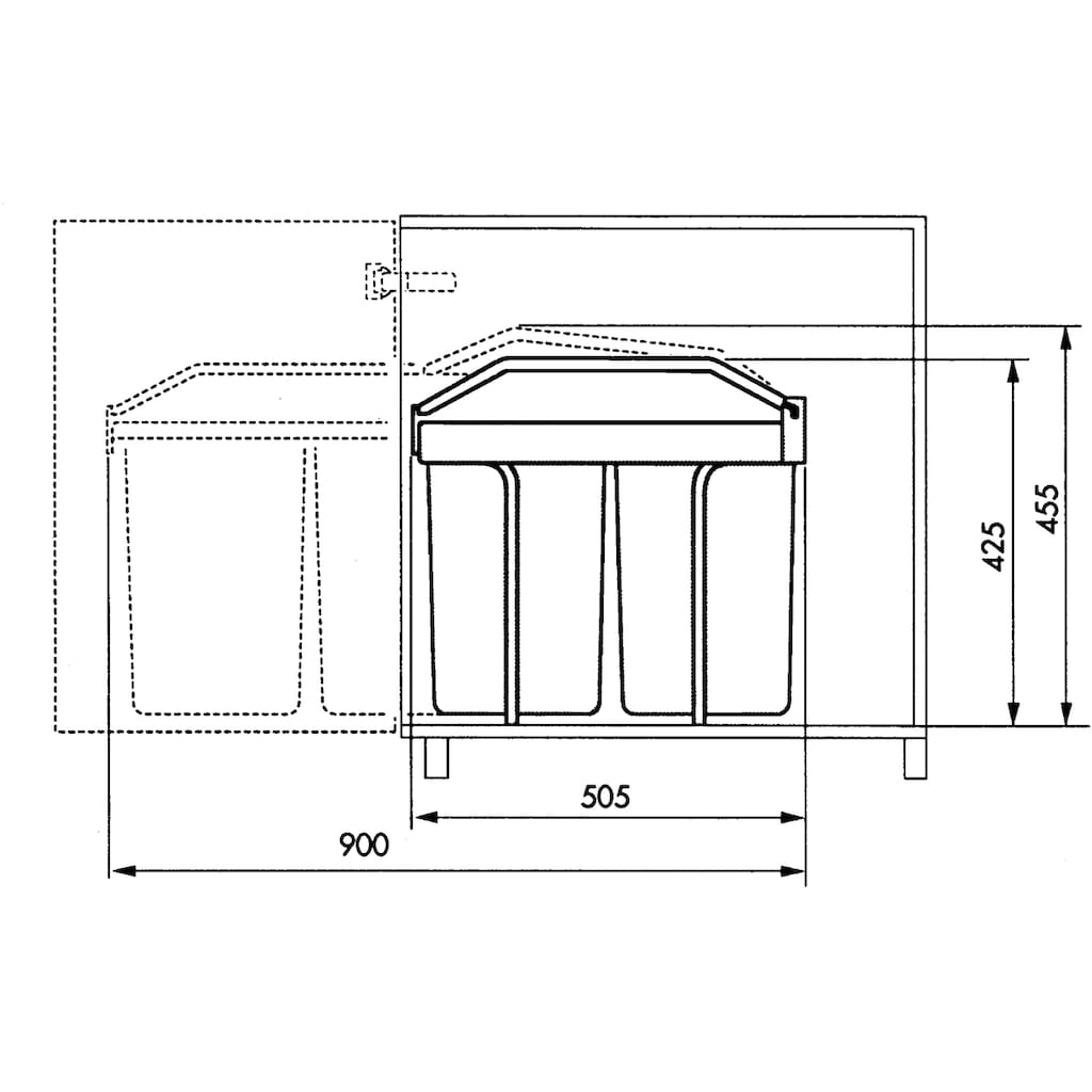 Hailo Einbaumülleimer »Multi-Box duo L«, 2 Behälter, 28 Liter, grau, Kunststoff Inneneimer, Made in Germany