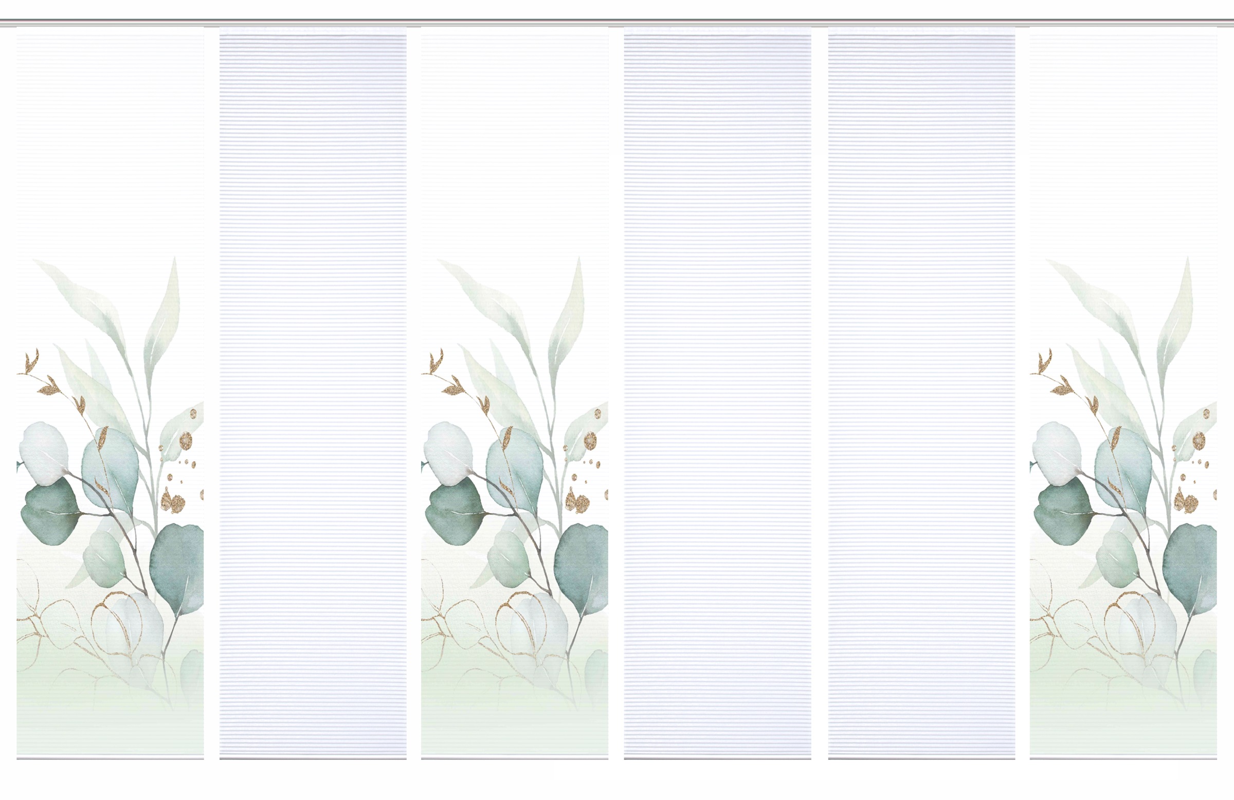 Thumbnail - HOME in green Schiebegardine "ABANIO", (6 St.), SET DIGITALDRUCK,BAMBUSOPTIK RECYCELT