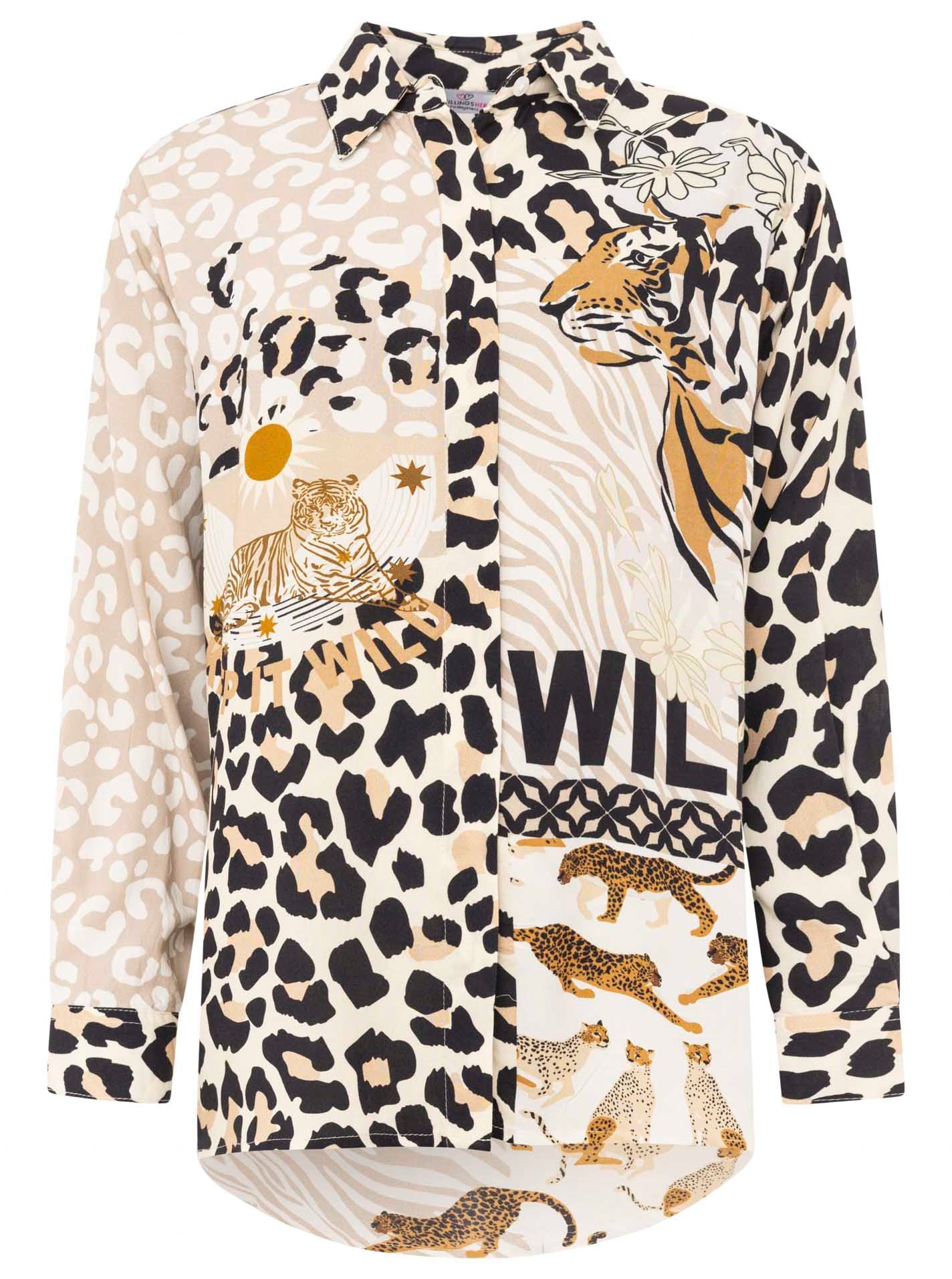 Zwillingsherz Shirtbluse »"Leo Love"«, Set mit Leo Muster aus Viskose, lange Hose und Bluse