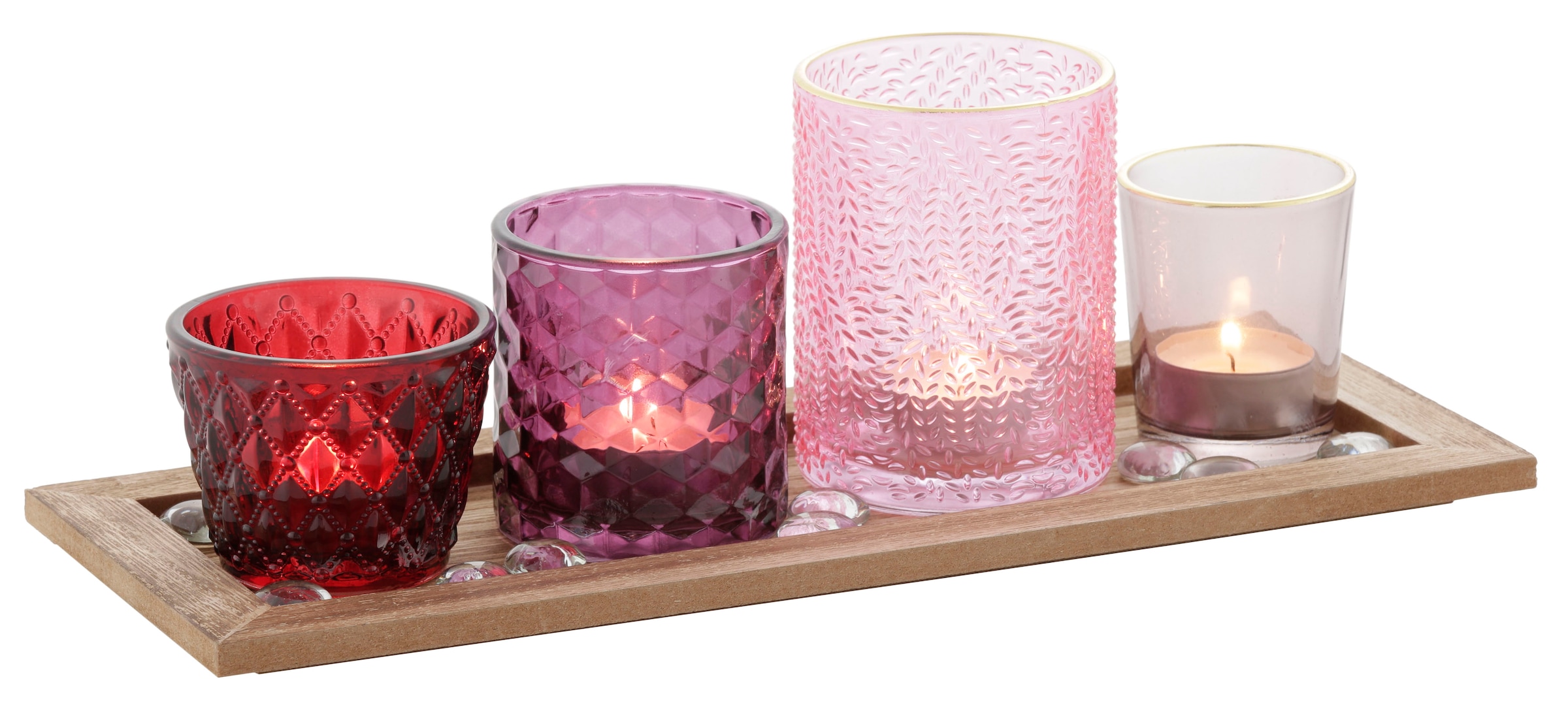 my home Teelichthalter »Weihnachtsdeko«, Tabett mit 4 Gläsern und  Dekoration kaufen | BAUR