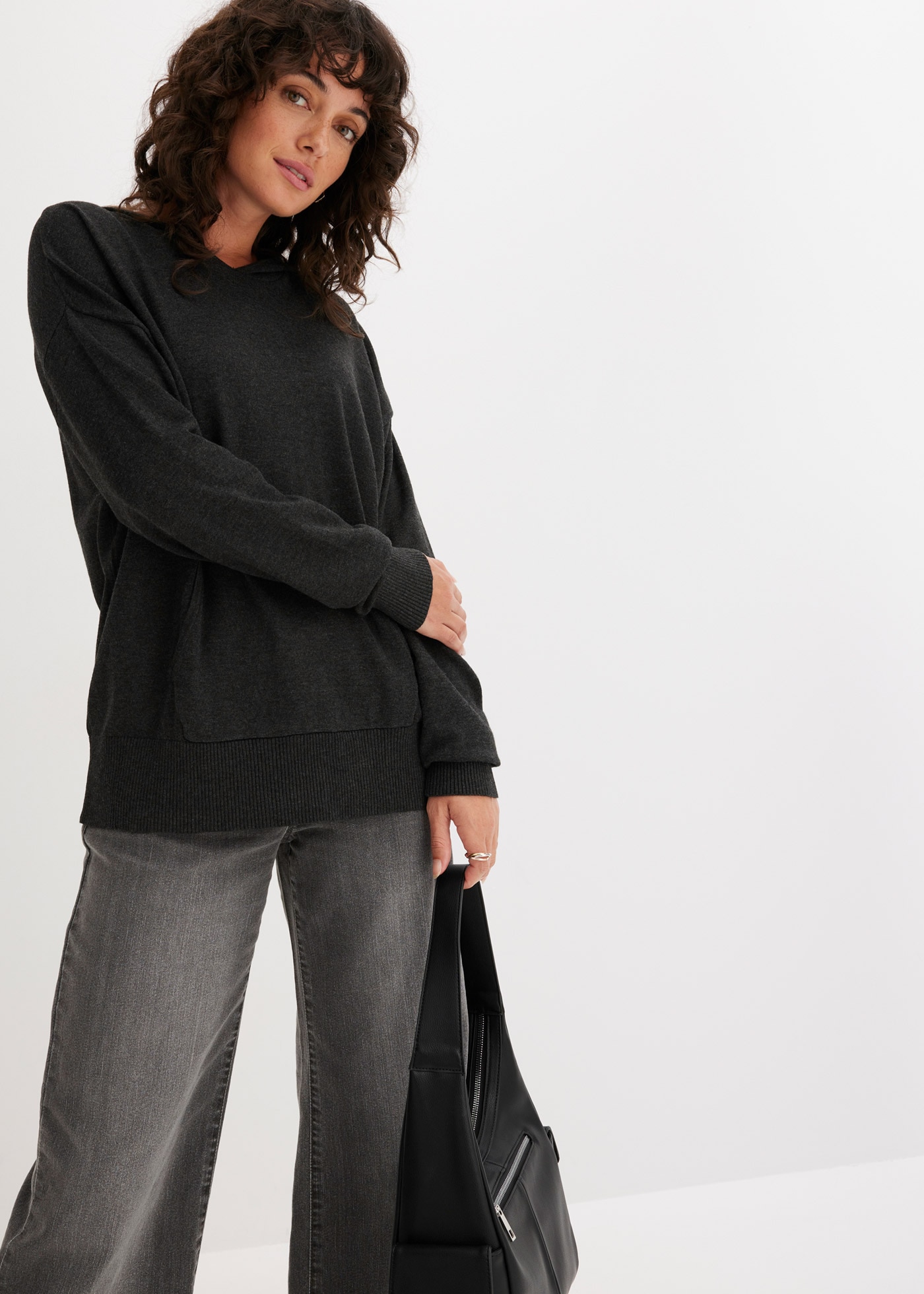 bonprix Strickpullover mit Kängurutasche