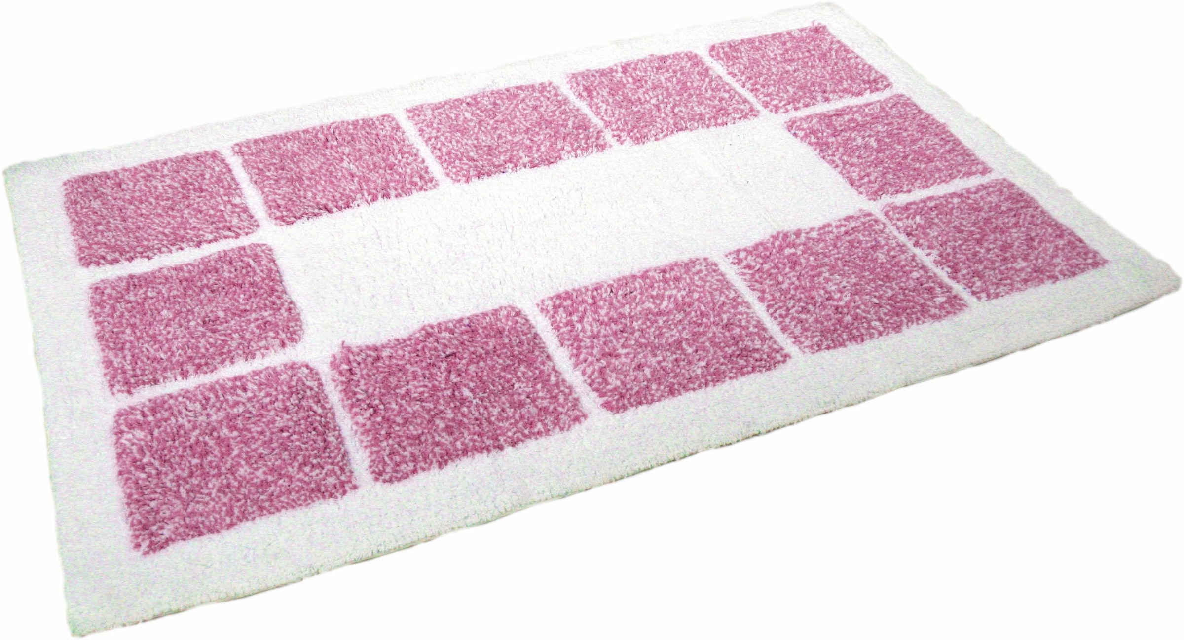 MESANA Badematte "Karo Melange, Badvorleger, Badezimmer Teppich" Höhe 15 mm rutschhemmend beschichtet fußbodenheizungsgeeignet modernes Design, mit Bordüre, rechteckig & quadratisch erhältlich
