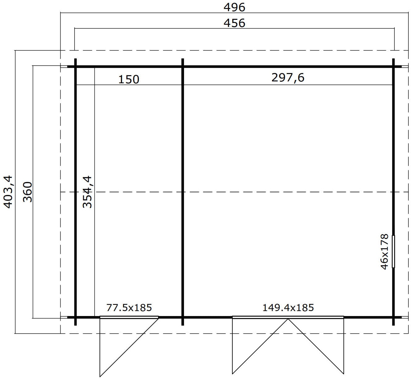 LASITA MAJA Gartenhaus »Carroz 2«, (Set), Blochbohlenhaus 28mm 2-Raum, Fundamentmass 4560x3600, Schwedenrot