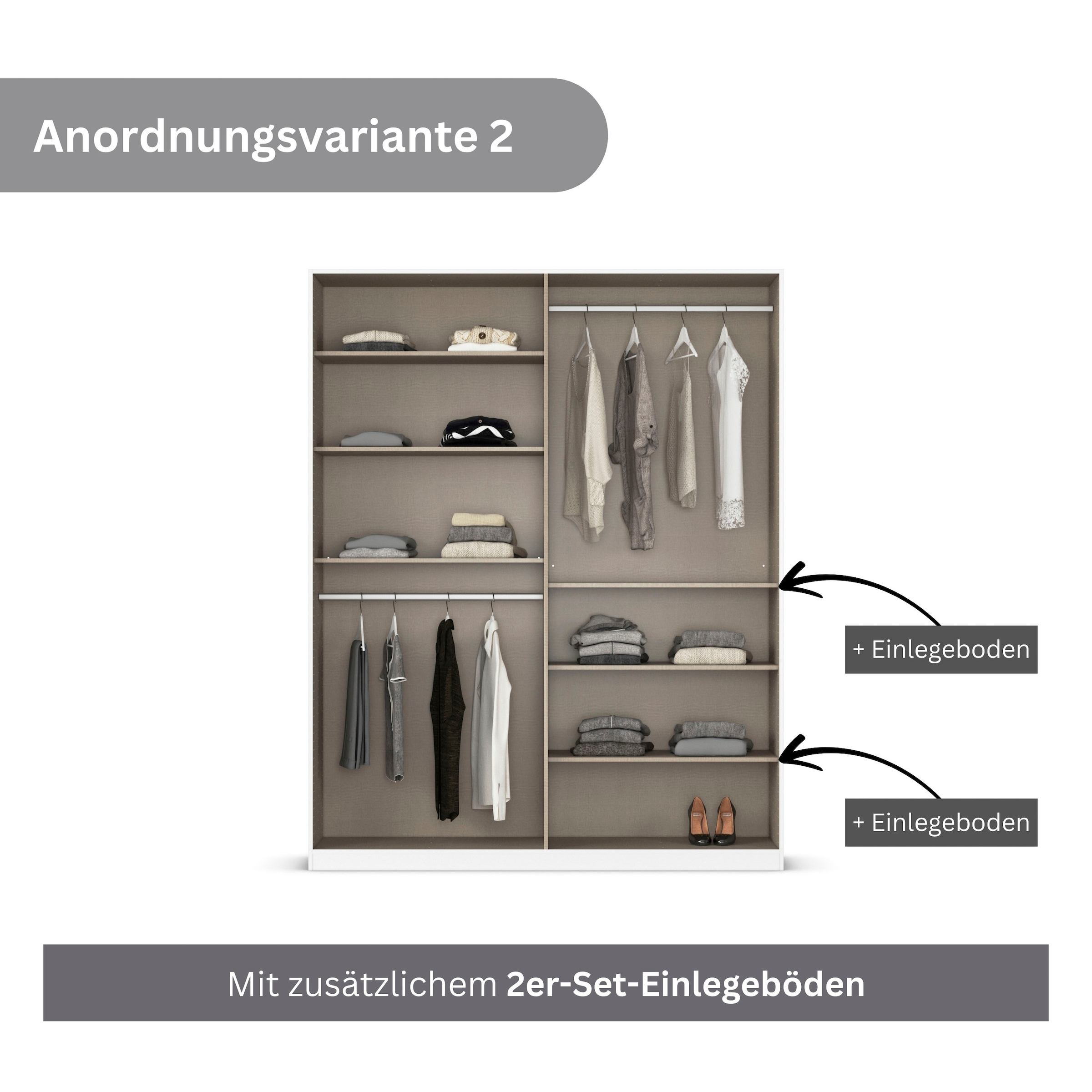 rauch Drehtürenschrank »Kleiderschrank Schrank Garderobe AGORDO TOPSELLER Schlafzimmer«, (in zwei Griff-Farben mit Dekor- oder Hochglanzfront), durchdachte Innenausstattung, in 6 Breiten und 2 Höhen MADE IN GERMANY