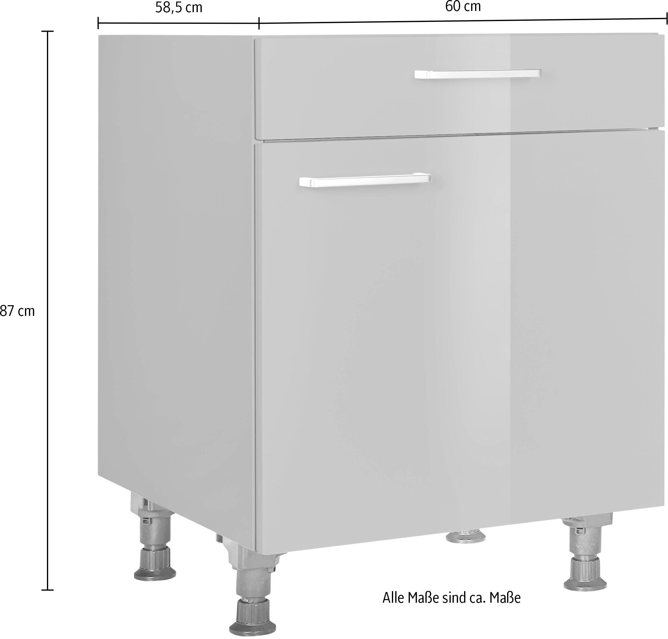 nobilia® Unterschrank »"Flash", Ausrichtung wählbar, vormontiert, in den Breiten 30, 45 und«, 60 cm, mit höhenverstellbaren Sockelfüßen, vormontiert