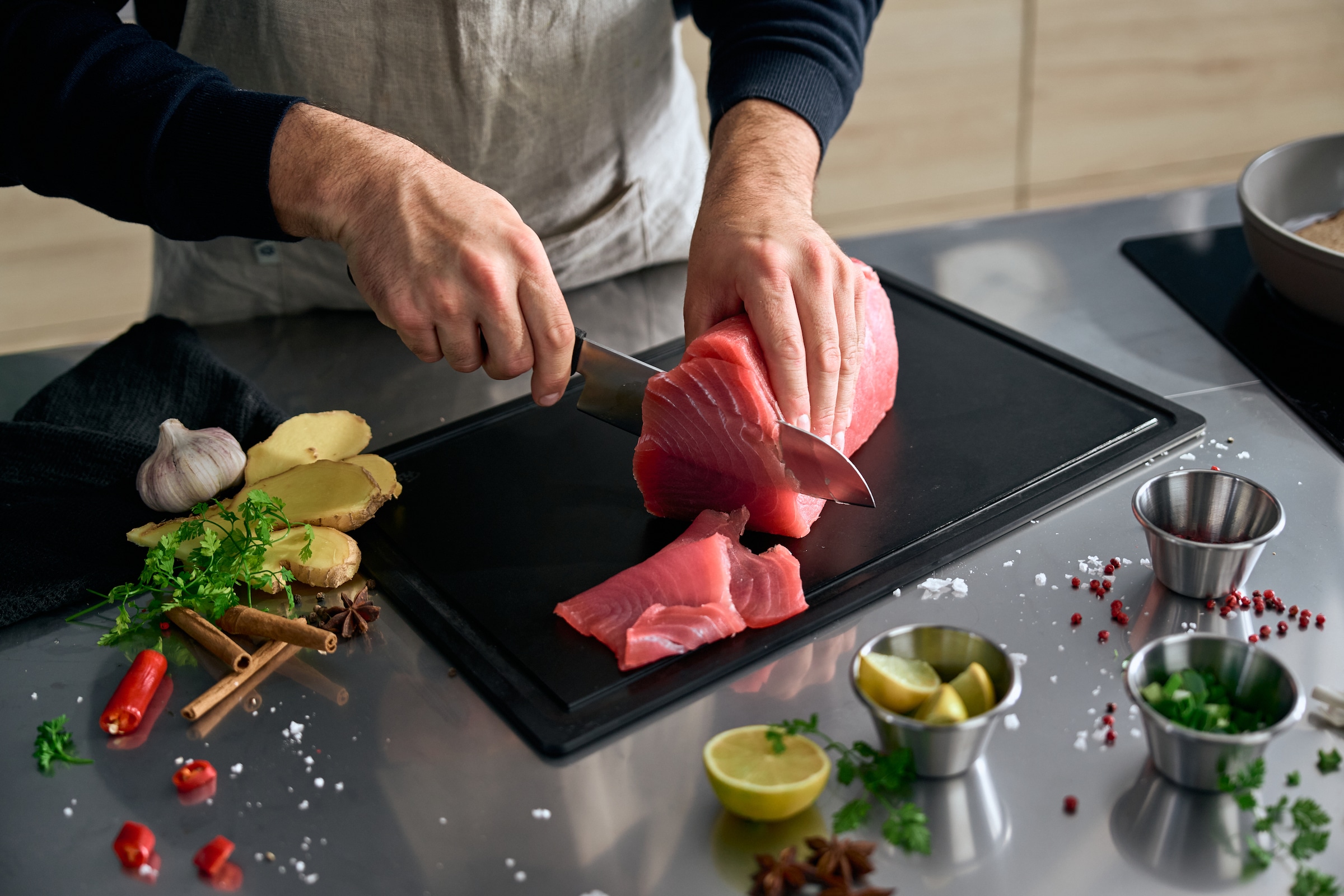 Fissler Messer-Set »ProcCut Collection«, (Set, 3 tlg., 3-teilig-Universalmesser-Santokumesser-Kochmesser), Made in Germany, handgeschliffen, 12C27M Spezialmesserstahl