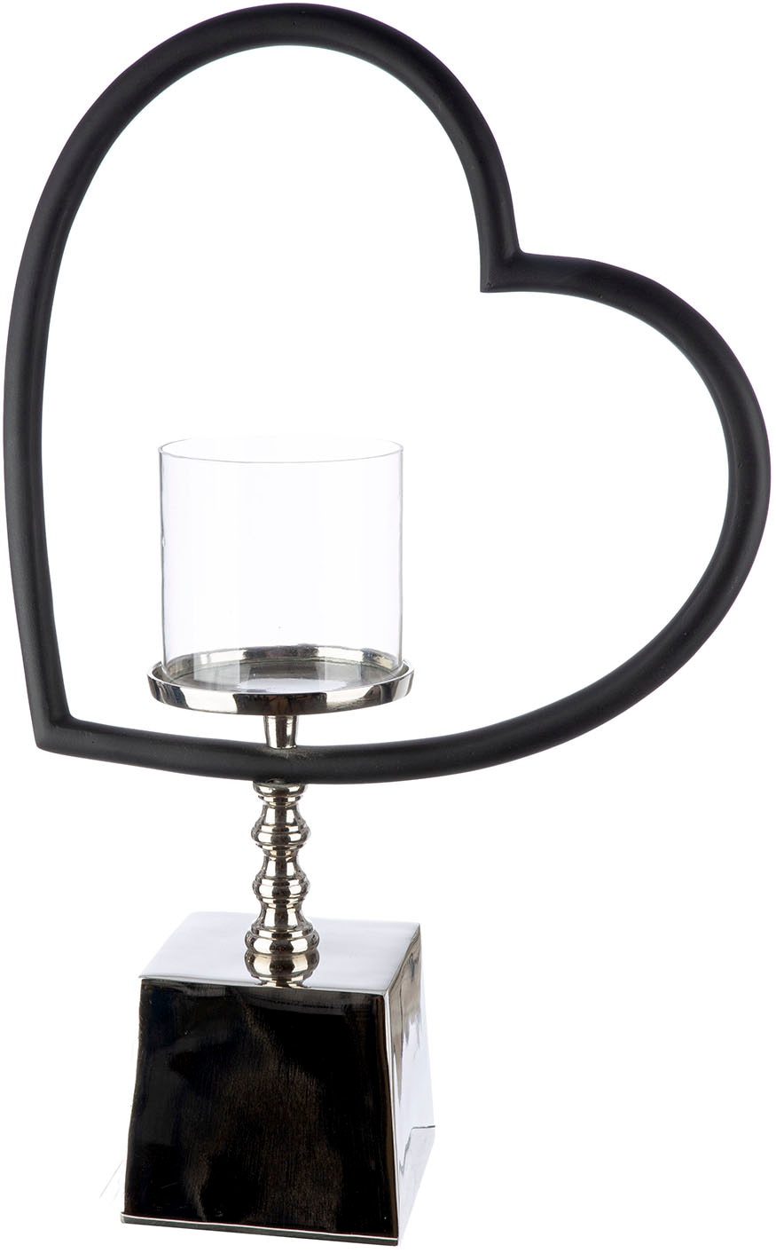 GILDE Windlicht "Windlicht Herz Te quiero schwarz; silberfarben", (1 St.) günstig online kaufen