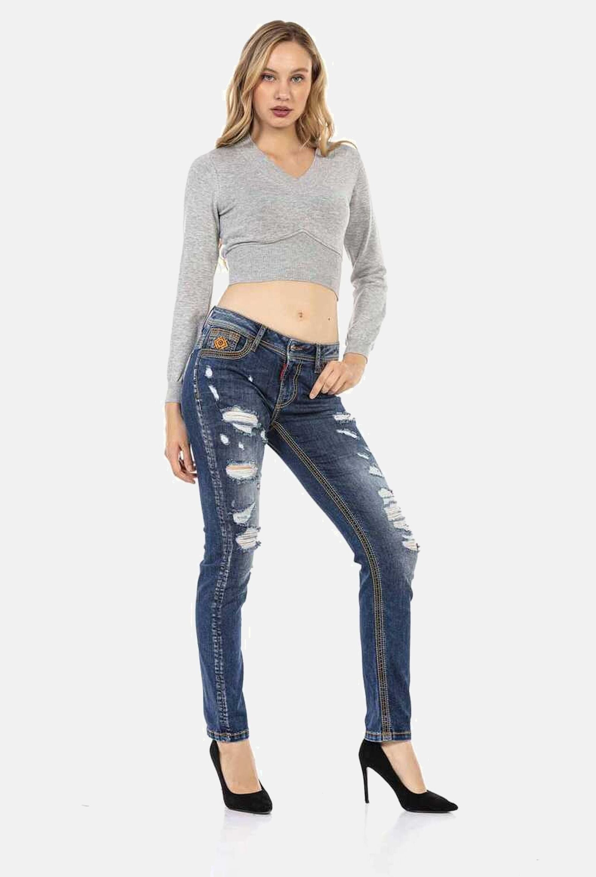 Cipo & Baxx Slim-fit-Jeans »Cipo & Baxx Jeans« mit lässigen Destroyed-Elementen, WD457