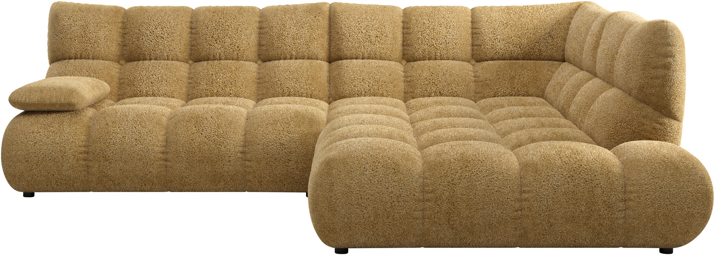 Home affaire Ecksofa "Cozy Bubble, mit klappbarer Armlehne, Breite 289 cm" mit eleganter Steppung, Rundumbezug & weicher Polsterung