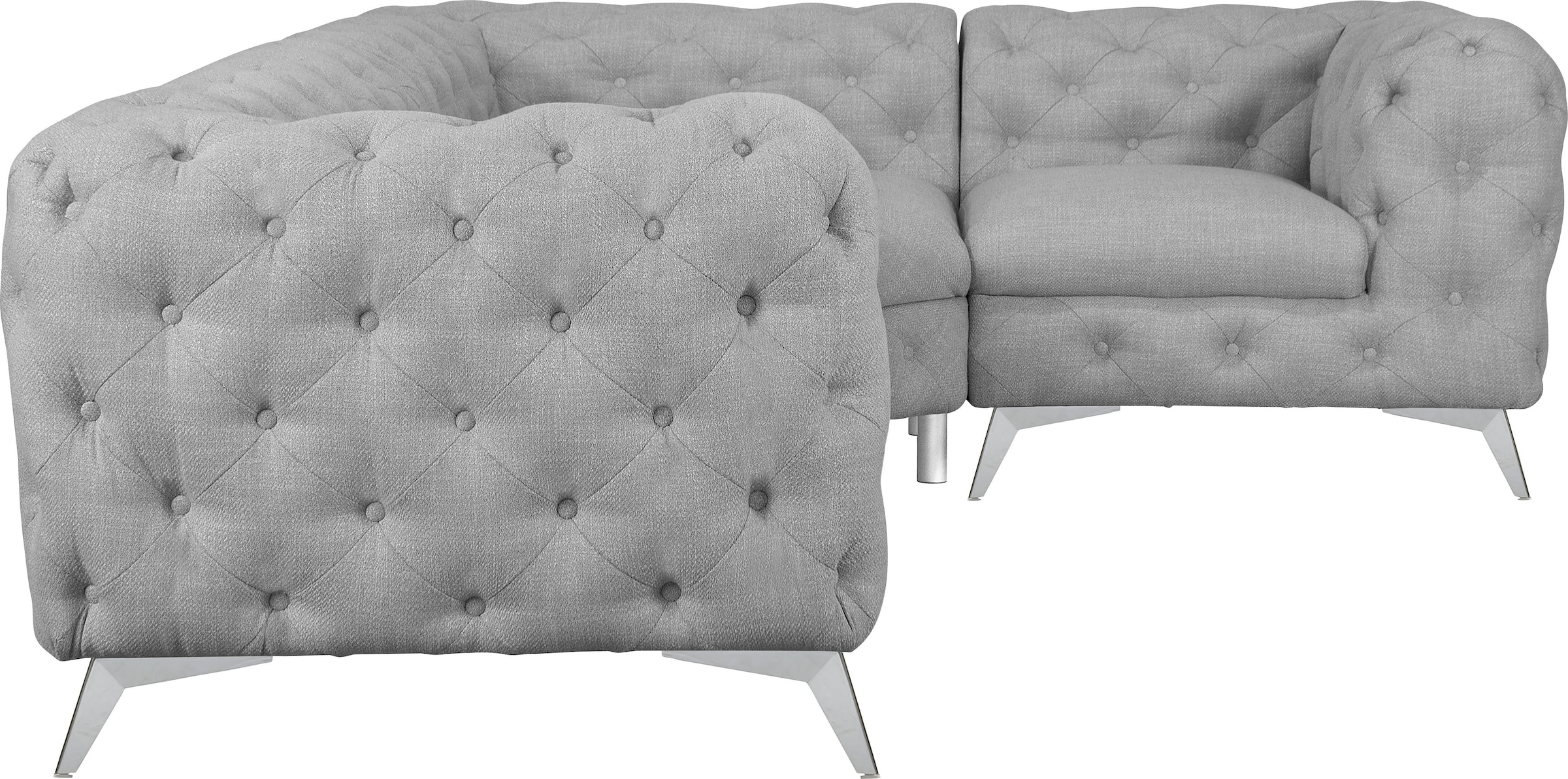 Home affaire Chesterfield-Sofa »Ecksofa GLYNIS L-Form mit Wellenunterfederung, Maße B/T/H 264/204/75cm« aufwändige Knopfheftung, moderne Chesterfield Optik, Fußfarbe wählbar