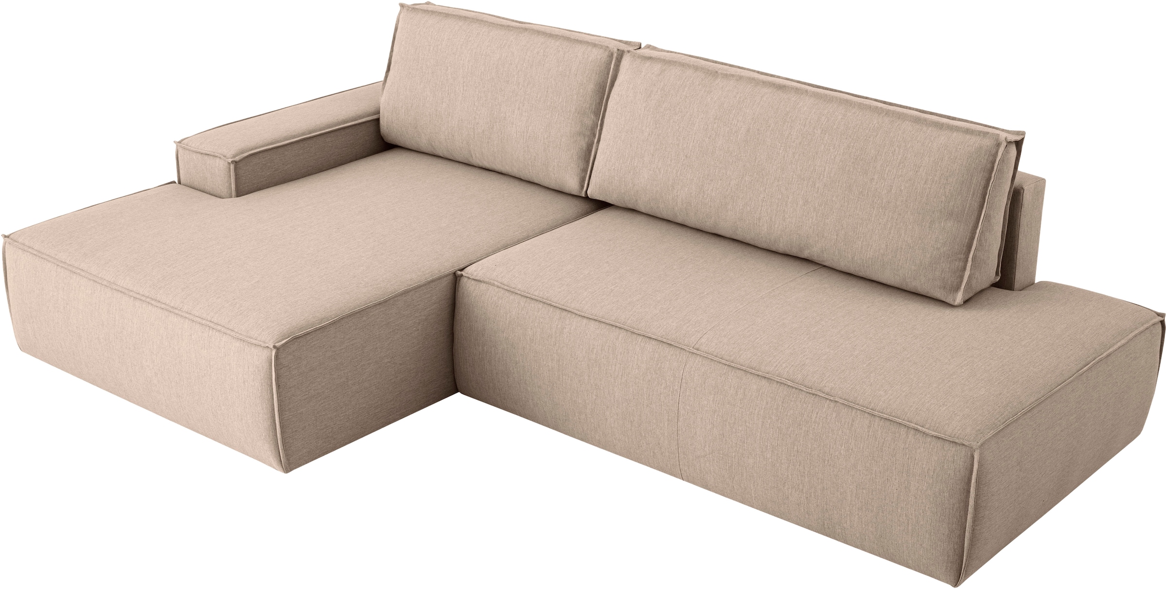 Home affaire Ecksofa »SHERWOOD, Schlafsofa in L-Form offen (275cm), Cord, Leinenoptik«, Schlaffunktion und Bettkasten, Kedernaht, hoher Sitz- & Liegekomfort