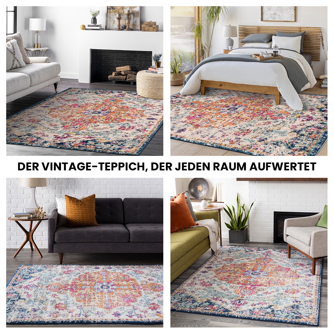 Livabliss Teppich »MUNICH«, oval, 11 mm Höhe, Vintage Orientteppich, Traditional Kurzflor Boho Wohnzimmerteppich