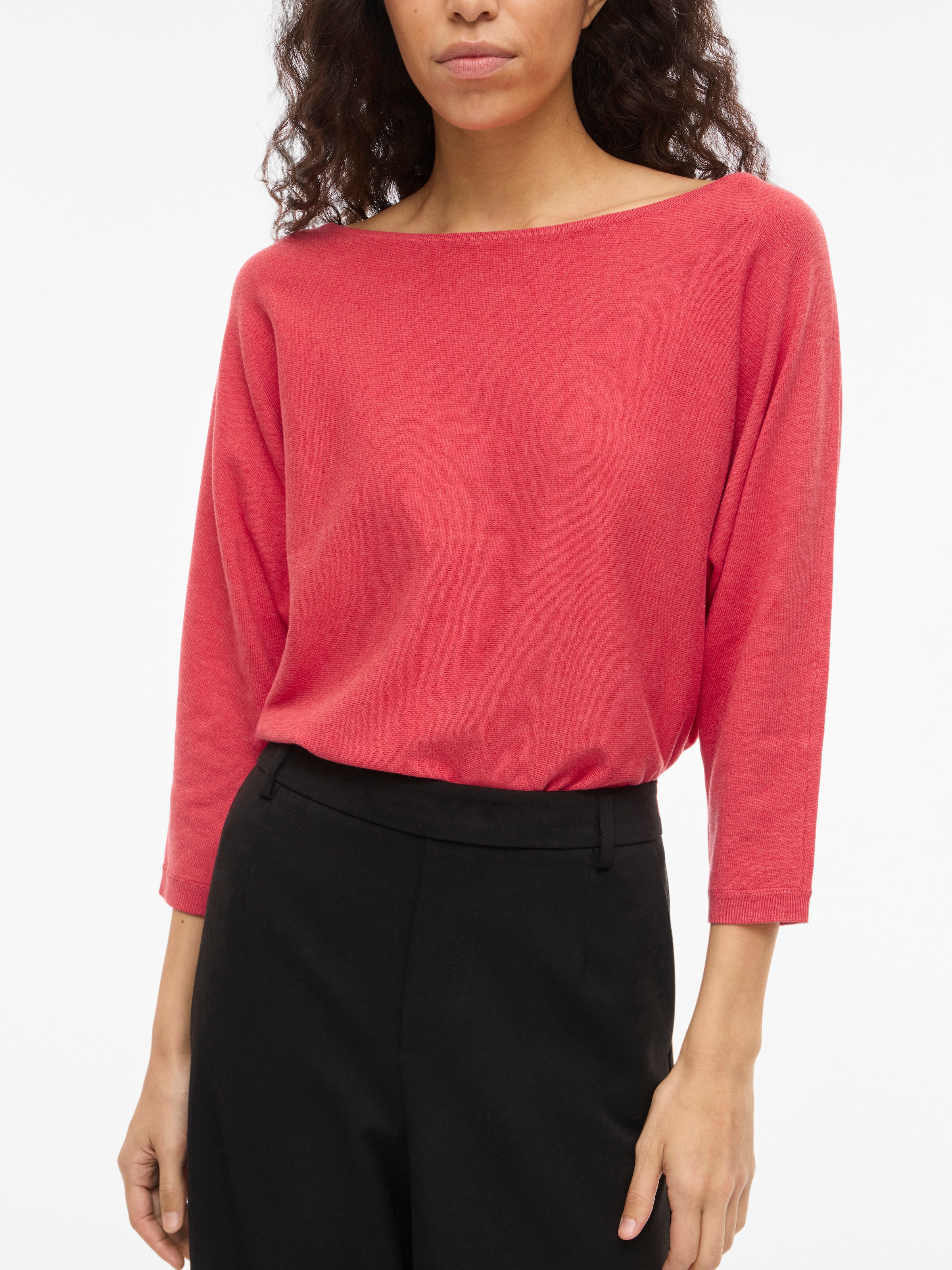 Vila »VIMALU BOATNECK 3/4 SLEEVE KNIT TOP-NOOS« Materialmix, loose fit