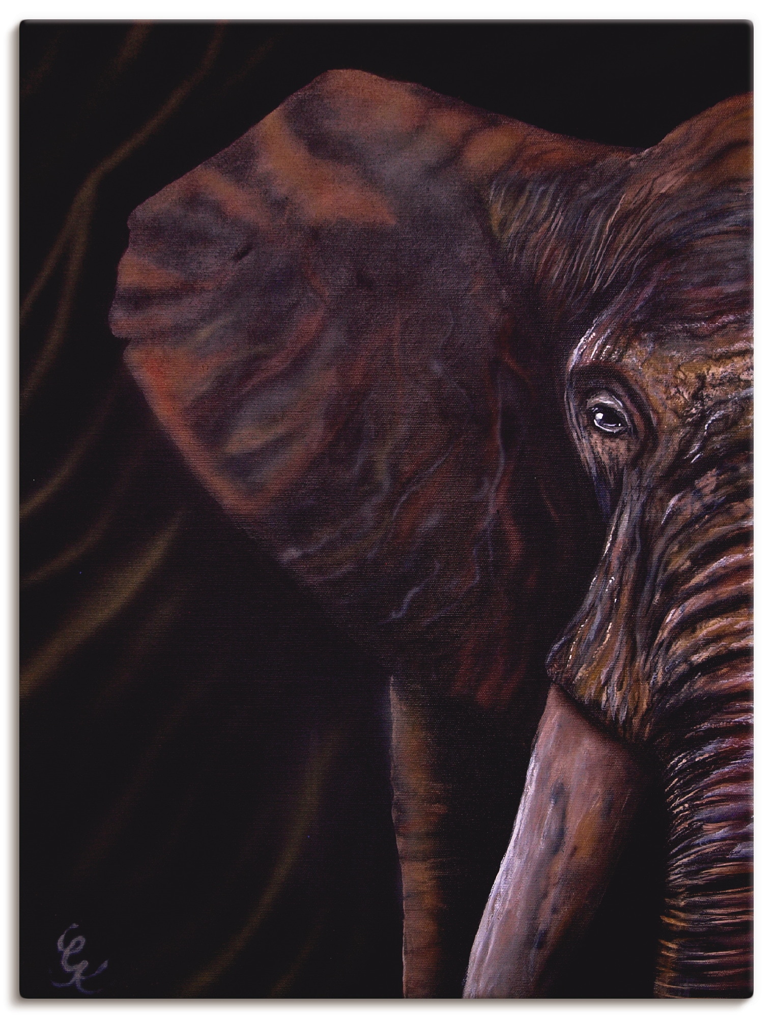 versch. kaufen BAUR Größen als in Wildtiere, oder St.), (1 Poster Leinwandbild, Alubild, Artland Wandbild »Elefant«, | Wandaufkleber
