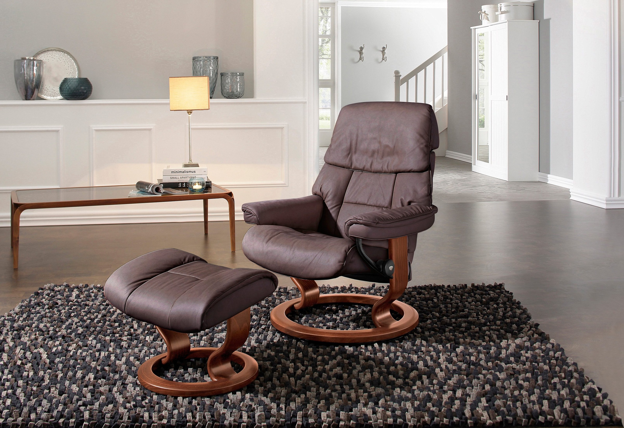 Stressless® Relaxsessel »Ruby«, (Set, mit Gestell M, Größe Wenge, bestellen & Eiche, Schwarz mit Relaxsessel | Hocker), BAUR Braun Classic Base