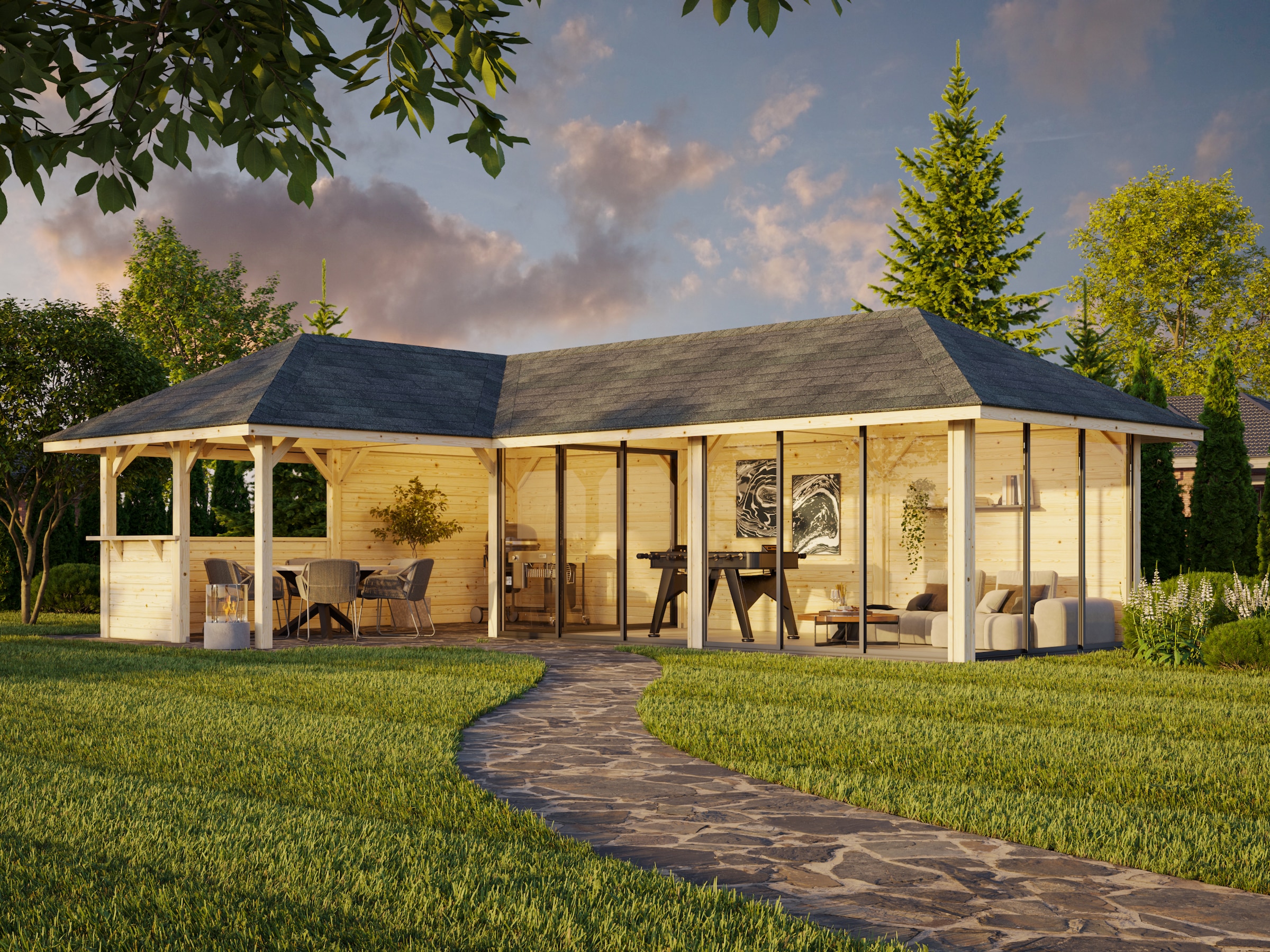 Palmako Gartenhaus »Bianca 33,2 m², Set 521 Slide Plus«