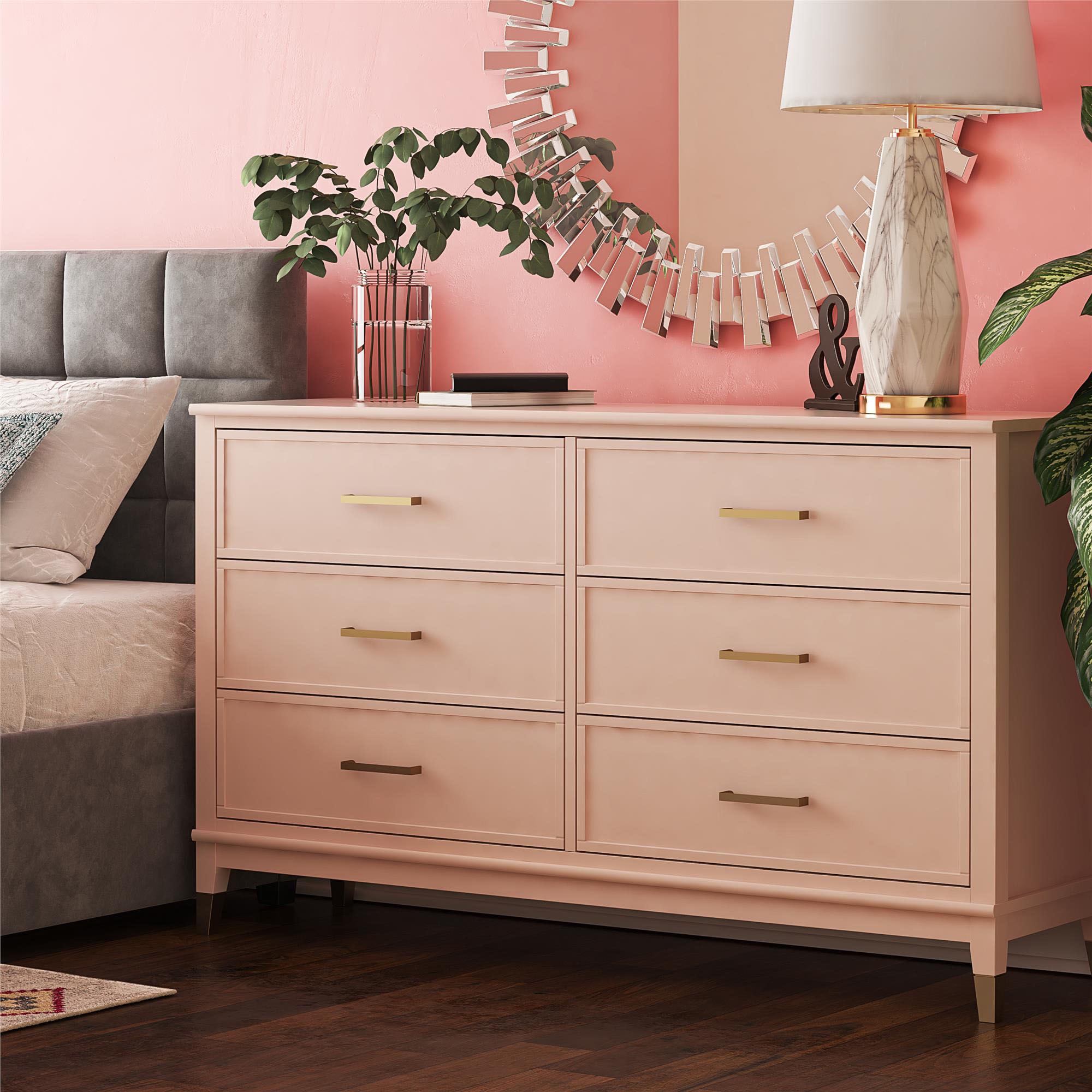 Dorel Home Kommode "Westerleigh" mit 6 Schubladen, MDF, Beine aus Massivholz, Höhe 85 cm, Breite 145 cm