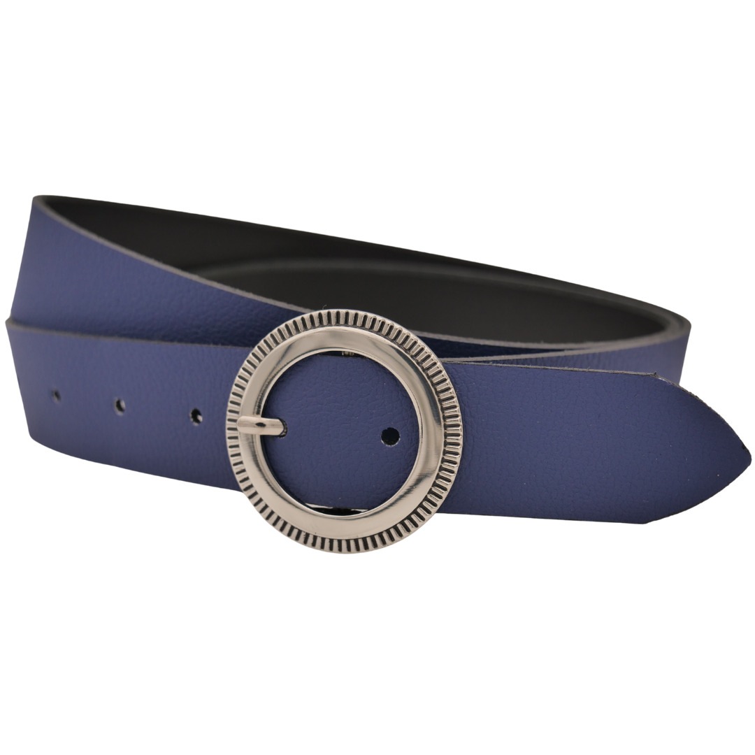 Ledergürtel ANNAMATONI "AnnaMatoni Ledergürtel Glim2 Ledergürtel Glim2", Damen, Gr. TW90 - 105cm Gesamtlänge, blau (marine 490), 100% Leder, Gürtel Ledergürtel