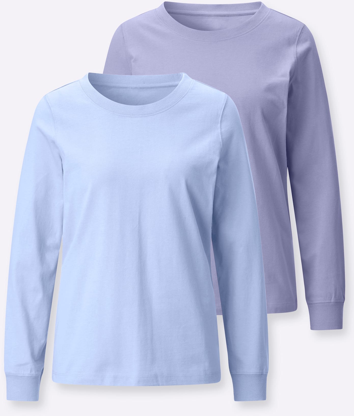 CLASSIC BASICS Damen Rundhalsshirt "Rundhals-Shirt"taubenblau, eisblau, Gr. 48, unifarben, 100% Baumwolle, Shirts