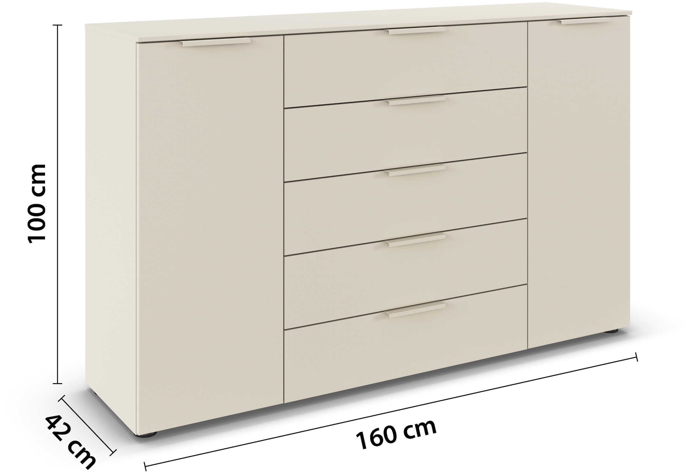 rauch Schubkastenkommode »Flipp Schubladenkommode Wäscheschrank Schrank Bestseller OTTO´s Choice«, (Breite 160/180 cm mit 4 Einlegeböden), 2-türig mit 5 Schubladen und Soft-Close-Funktion in zwei Breiten