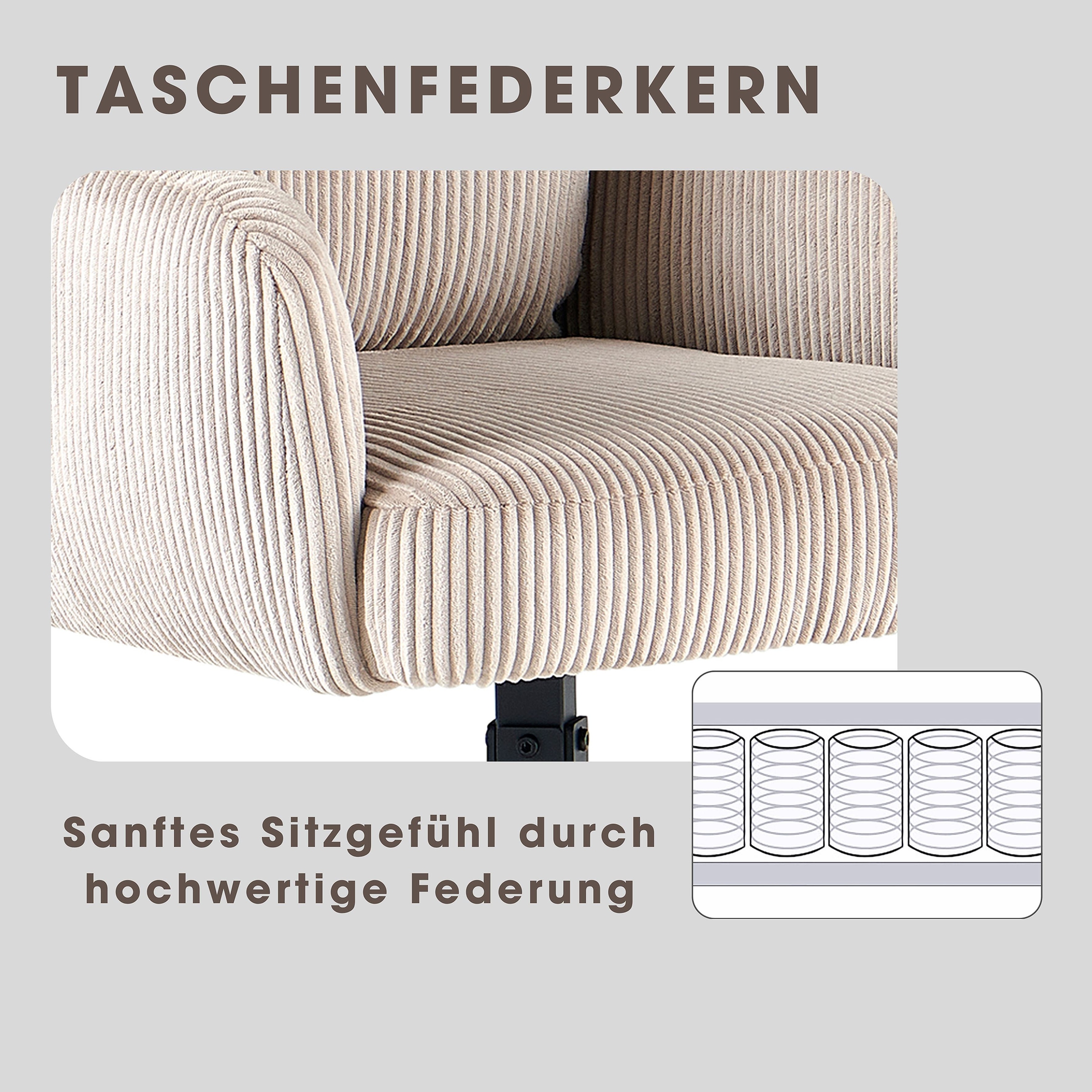 OTTO home Esszimmerstuhl »Justin« (Set) 2 Stk.gemütlicher Sessel mit Taschenfederkern, 360 Grad drehbar, Grob - Cord