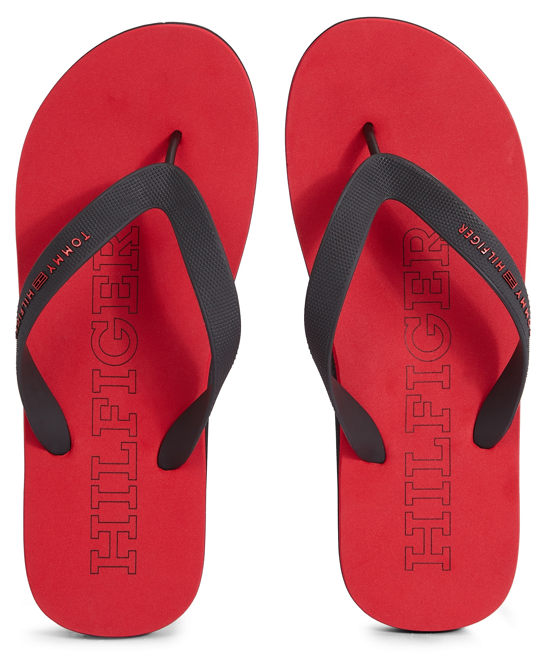 Tommy Hilfiger Zehentrenner »RUBBER HILFIGER BEACH SANDAL«, Sommerschuh, Schlappen, Poolslides, Badeschuh, mit Logoschriftzug